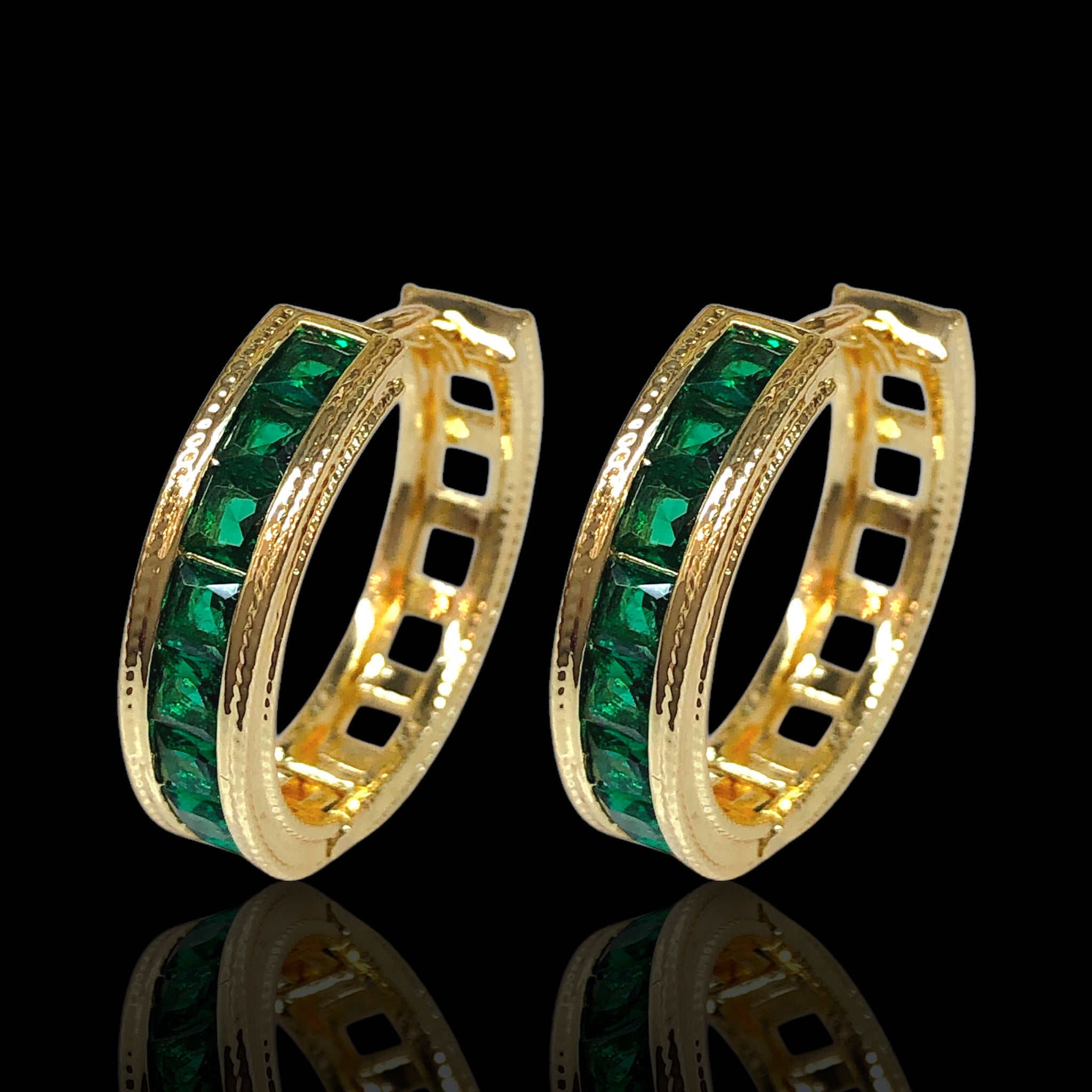 Gold Filled Oro Laminado Royale Princess Gem Hoop Earrings