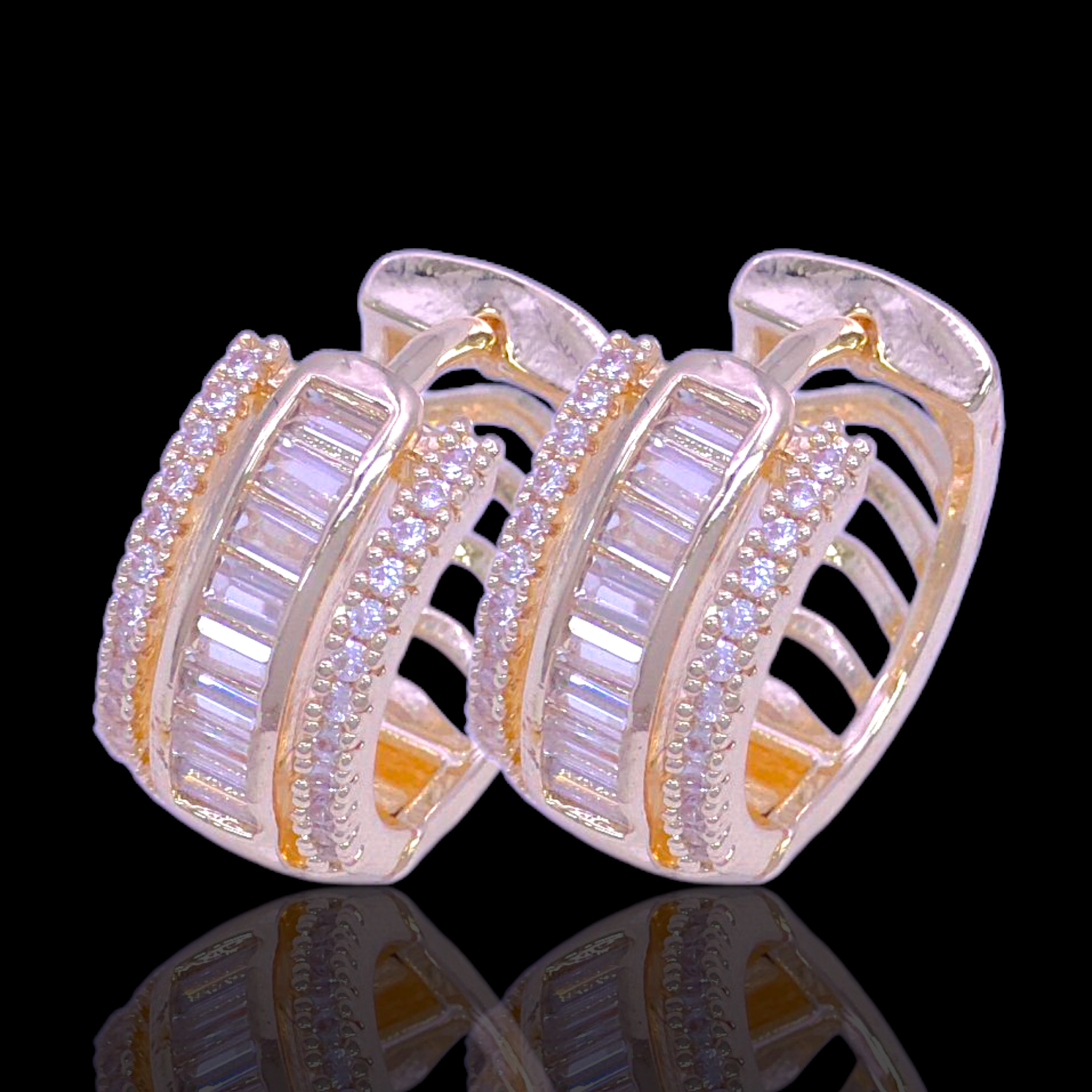 Gold Filled Oro Laminado Saint Francis CZ Huggie Earrings