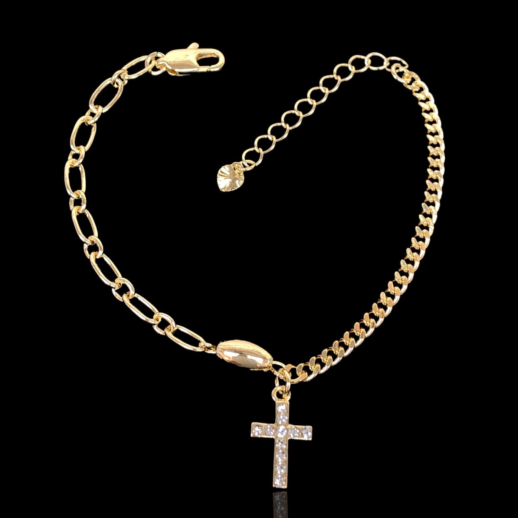 Gold Filled Oro Laminado Saints Cross Bracelet (PACK OF 6)