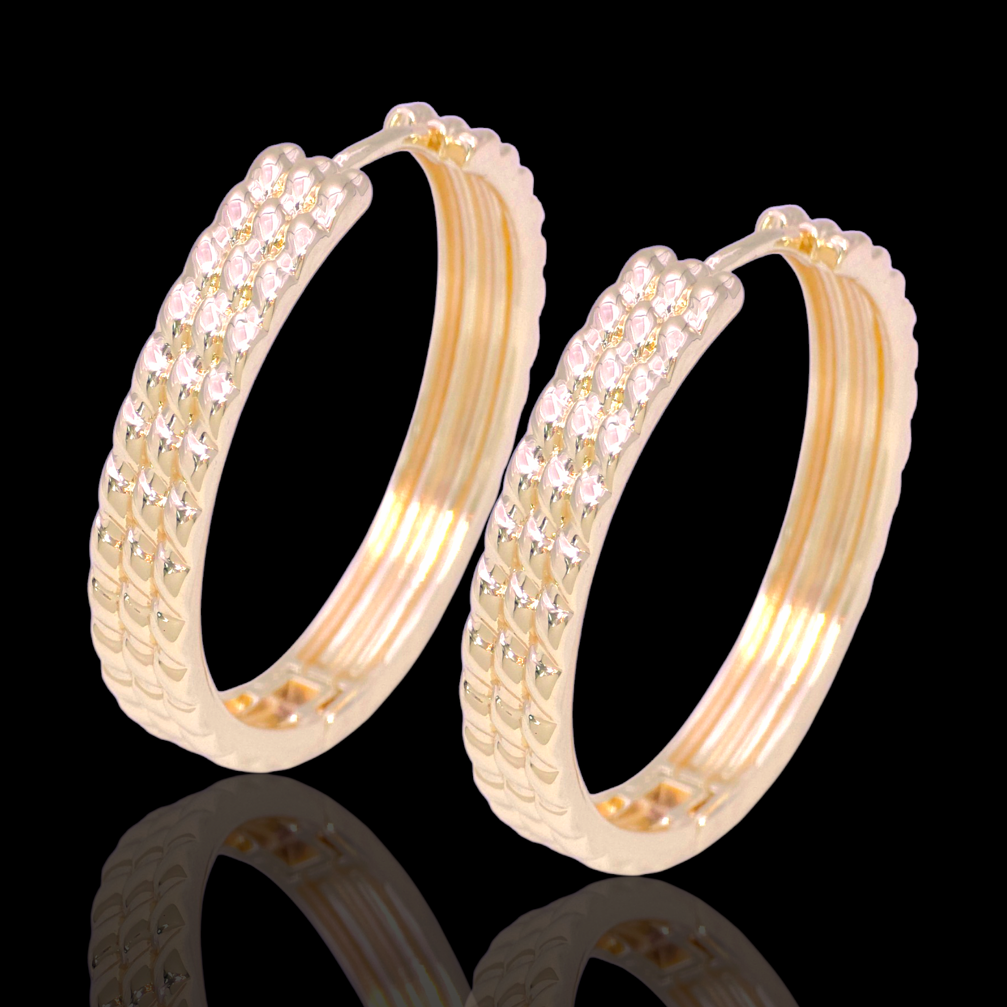 Gold Filled Oro Laminado Sicilian Scale Hoop Earrings