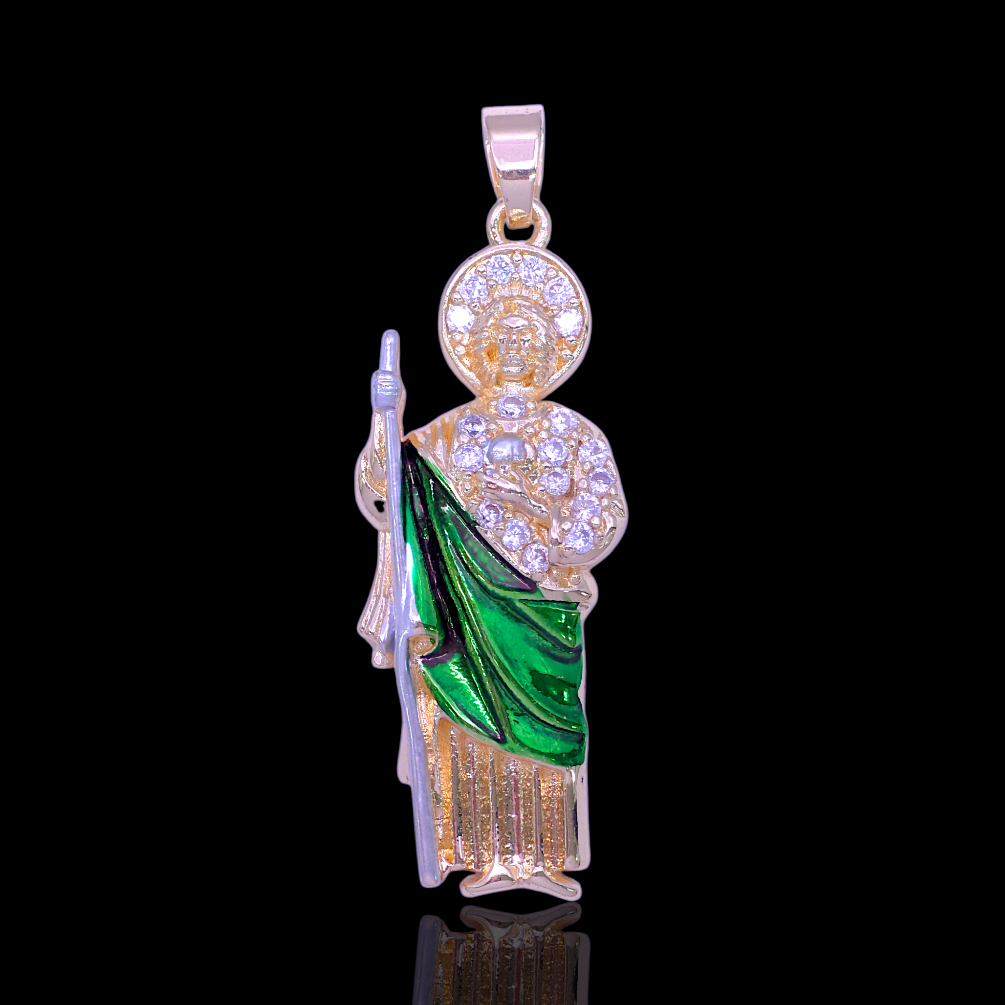 Gold Filled Oro Laminado Sparkling San Judas CZ Pendant