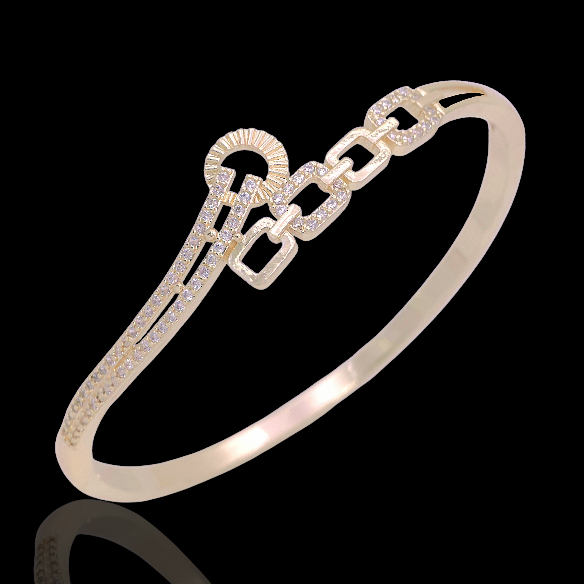 Gold Filled Oro Laminado Surya Helix Zirconia Bangle