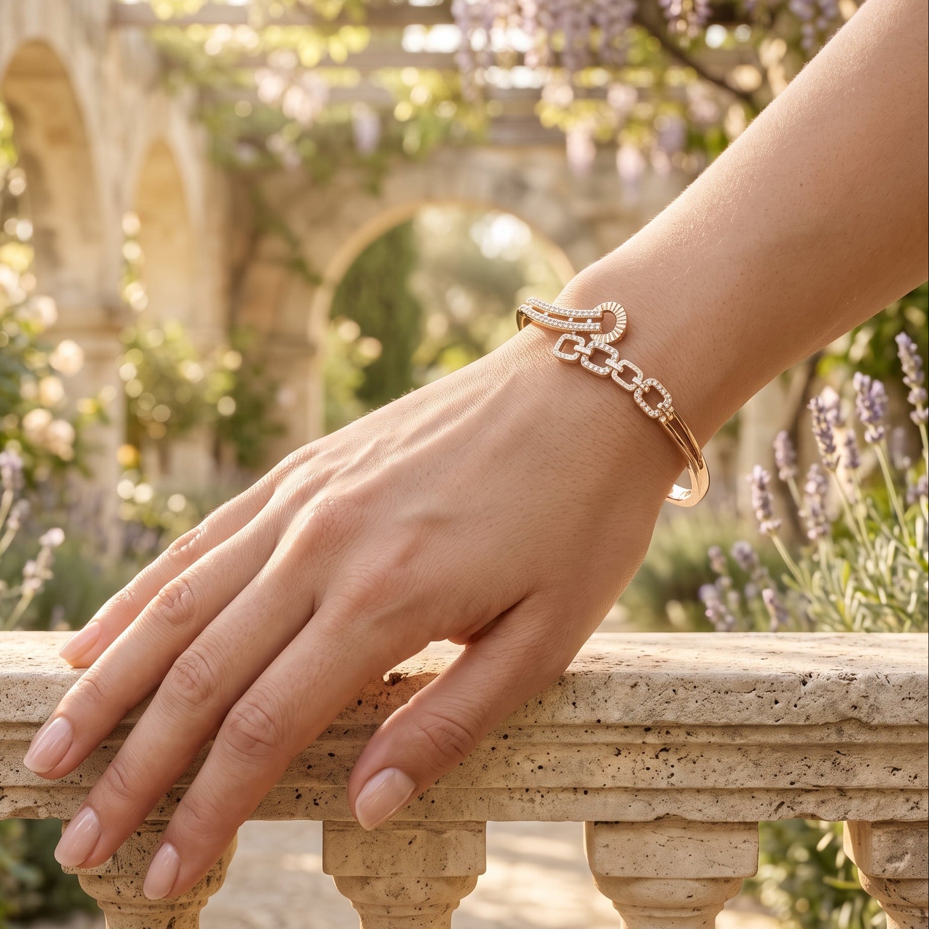 Gold Filled Oro Laminado Surya Helix Zirconia Bangle