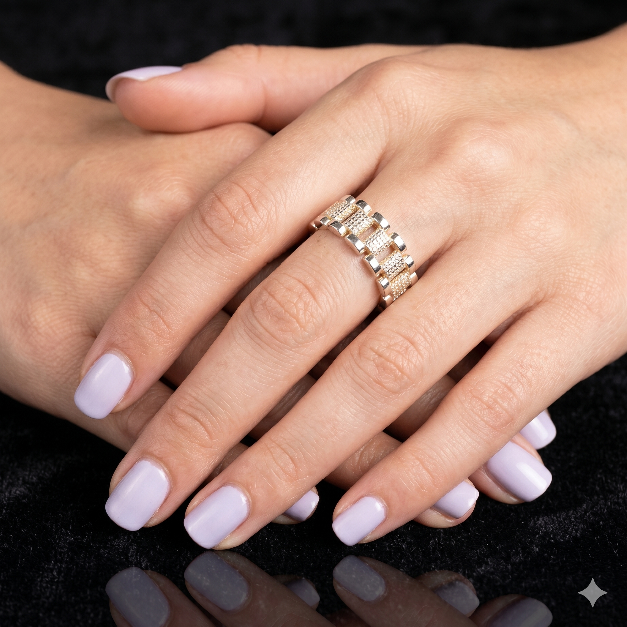 Gold Filled Oro Laminado Swiss Rolx Eternity Band Ring
