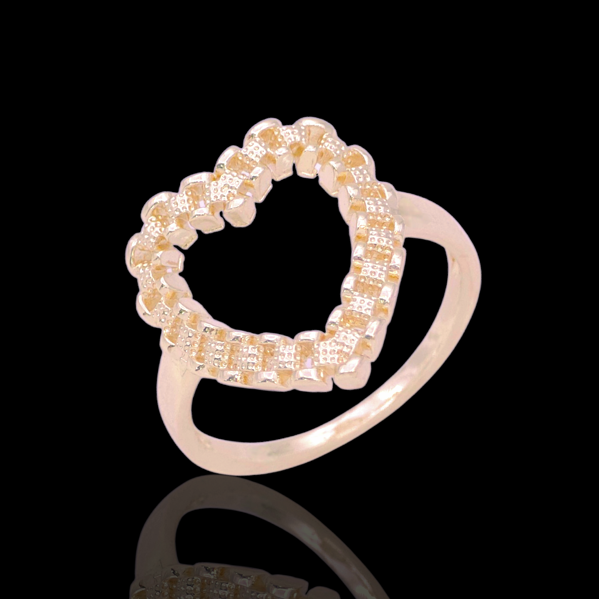 Gold Filled Oro Laminado Swiss Rolx Heart Signet Ring