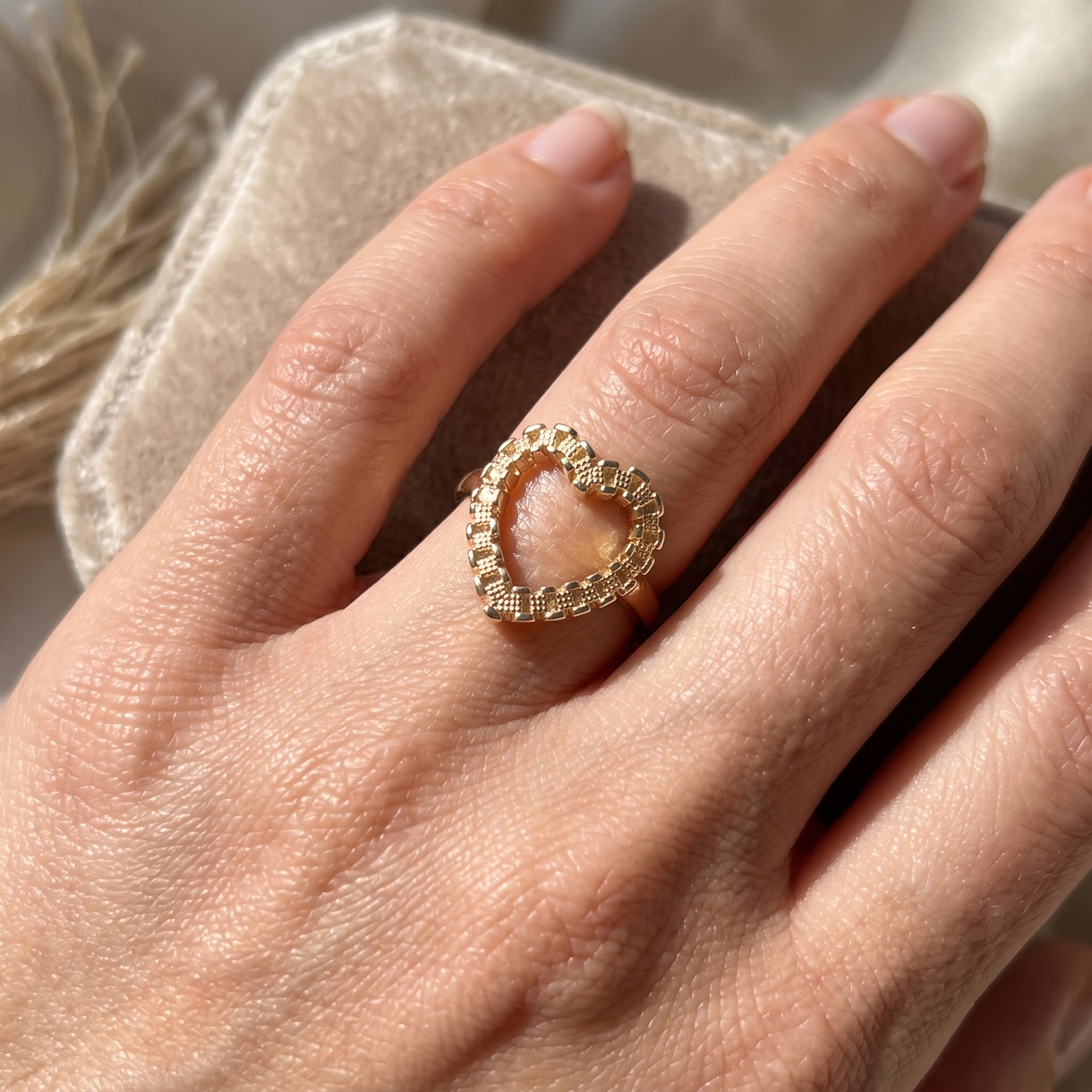 Gold Filled Oro Laminado Swiss Rolx Heart Signet Ring