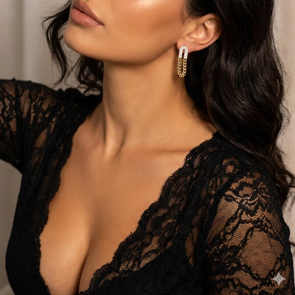 Gold Filled Oro Laminado Twinkle Trails Zirconia Earrings