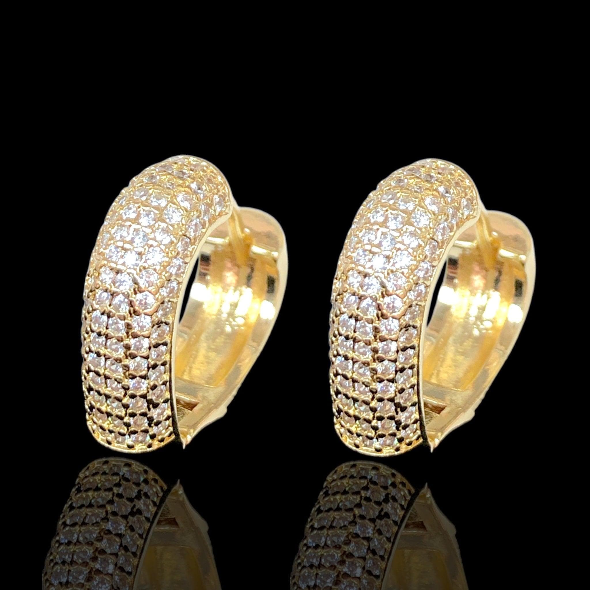 Gold Filled Oro Laminado Valentine Heart CZ Hoop Earrings