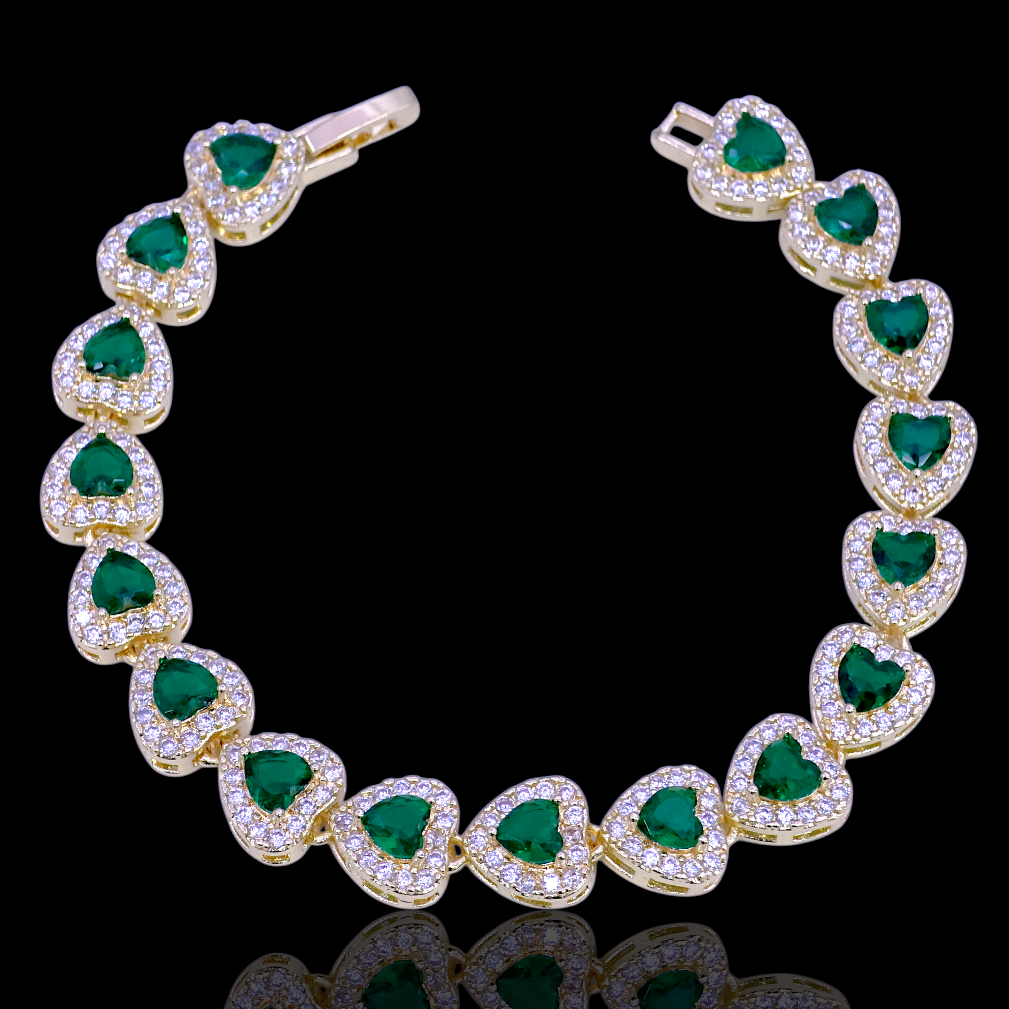 Gold Filled Oro Laminado Valentine Heart Zirconia Bracelet