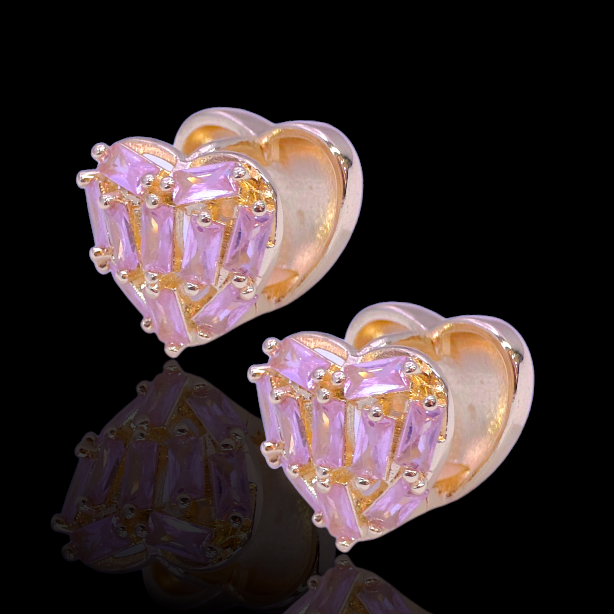 Gold Filled Oro Laminado Venetti Heart Zirconia Earrings