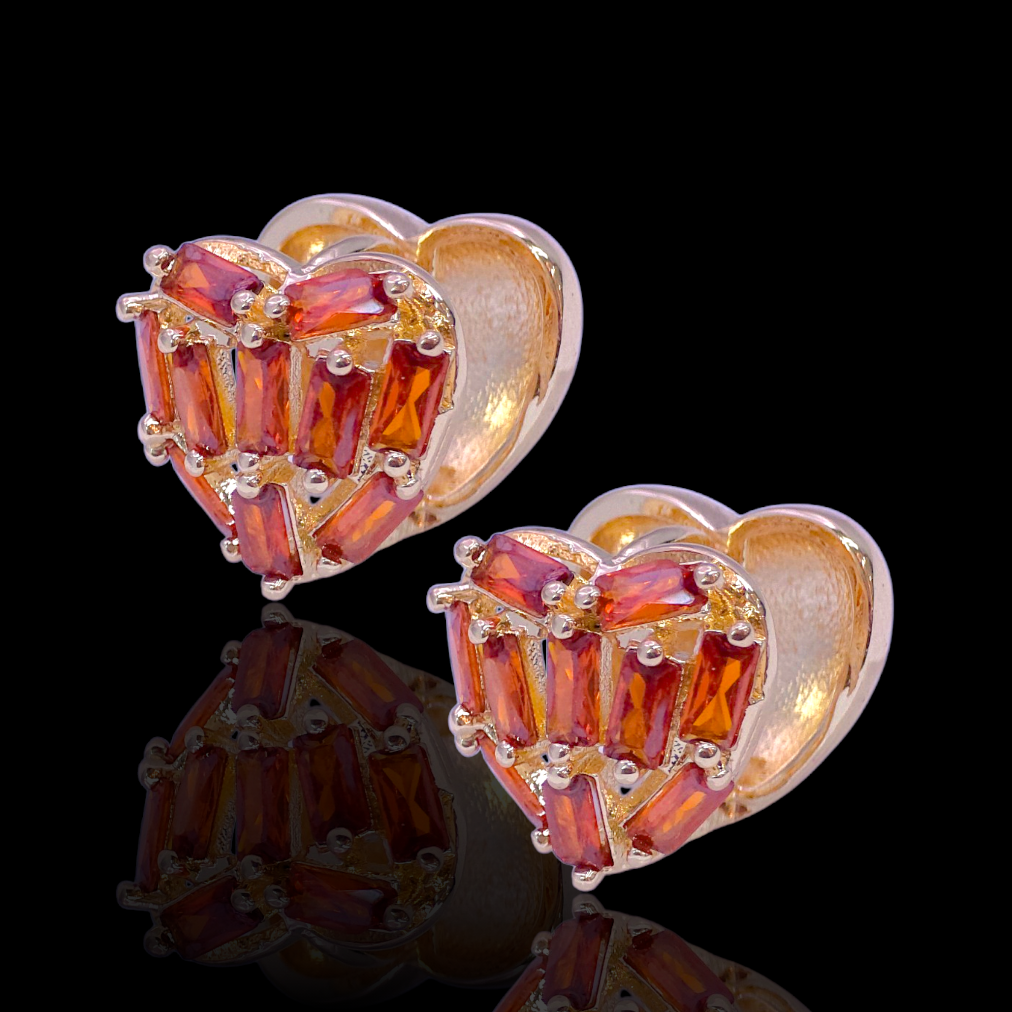Gold Filled Oro Laminado Venetti Heart Zirconia Earrings