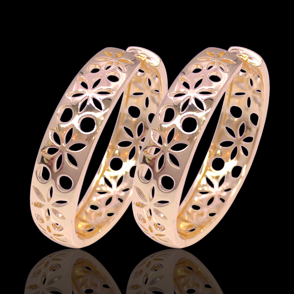 Gold Filled Oro Laminado Venus Fleur Hoop Earrings