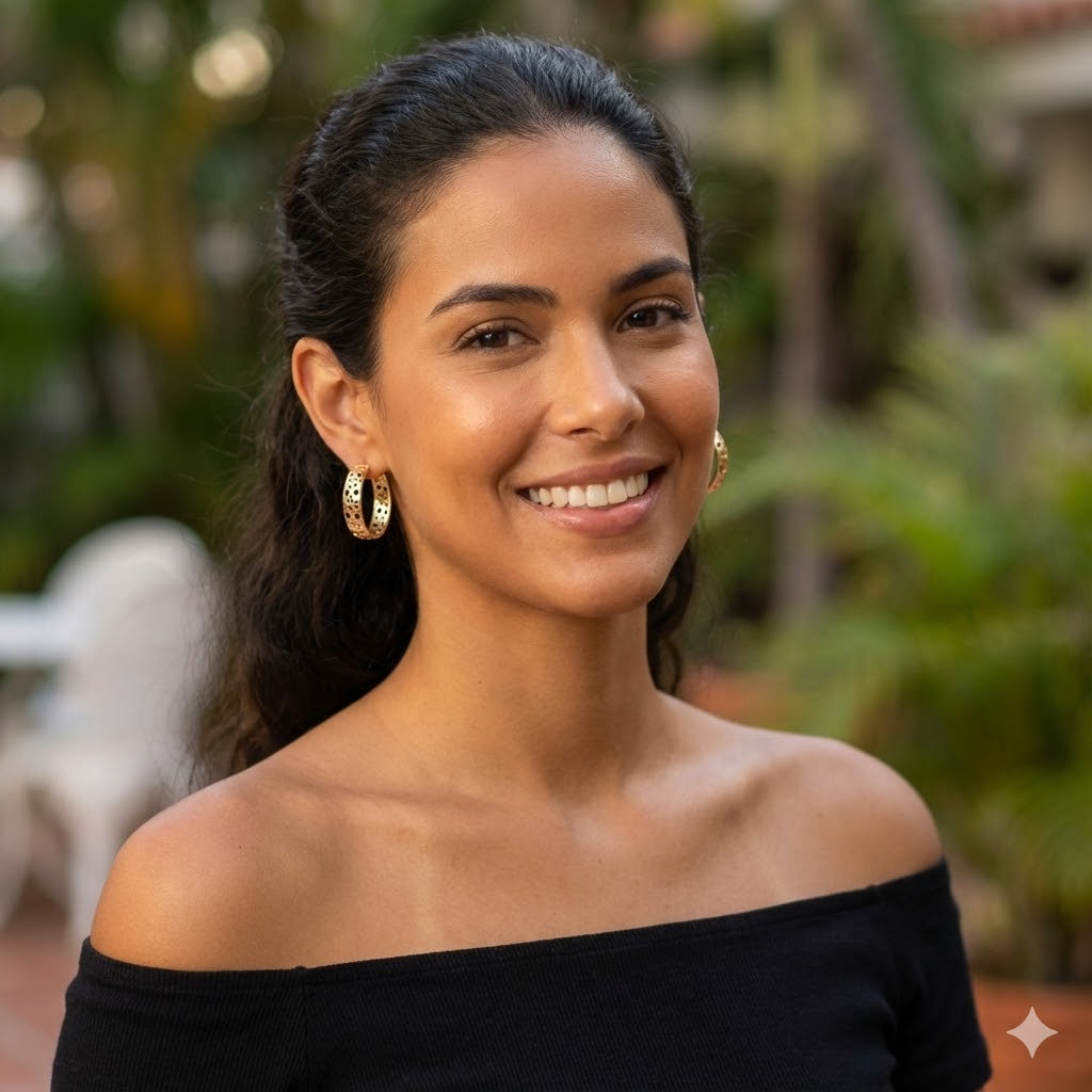 Gold Filled Oro Laminado Venus Fleur Hoop Earrings