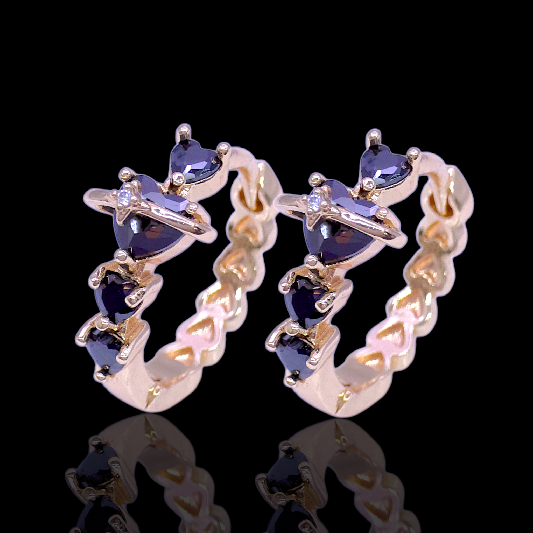 Gold Filled Oro Laminado Venus Heart Zirconia Huggie Earrings
