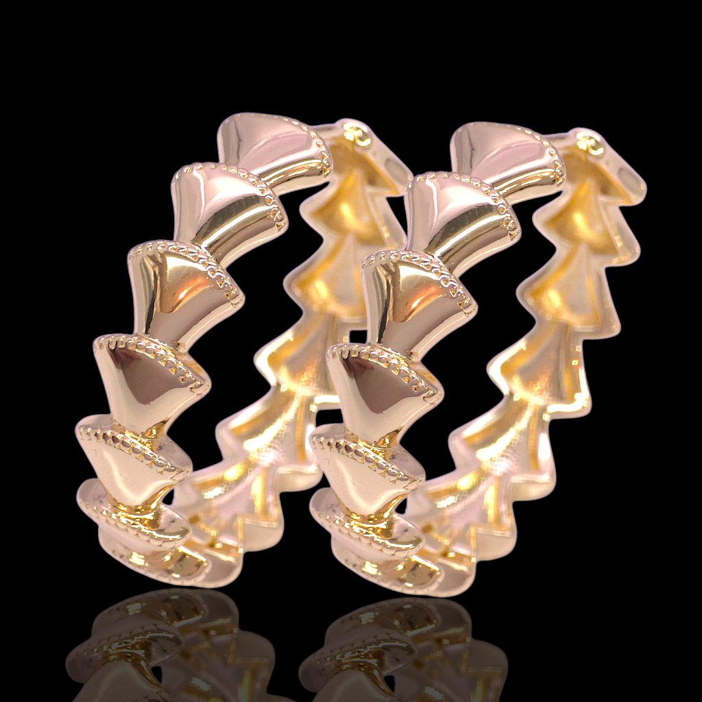 Gold Filled Oro Laminado Zephyrs Fan Hoop Earrings