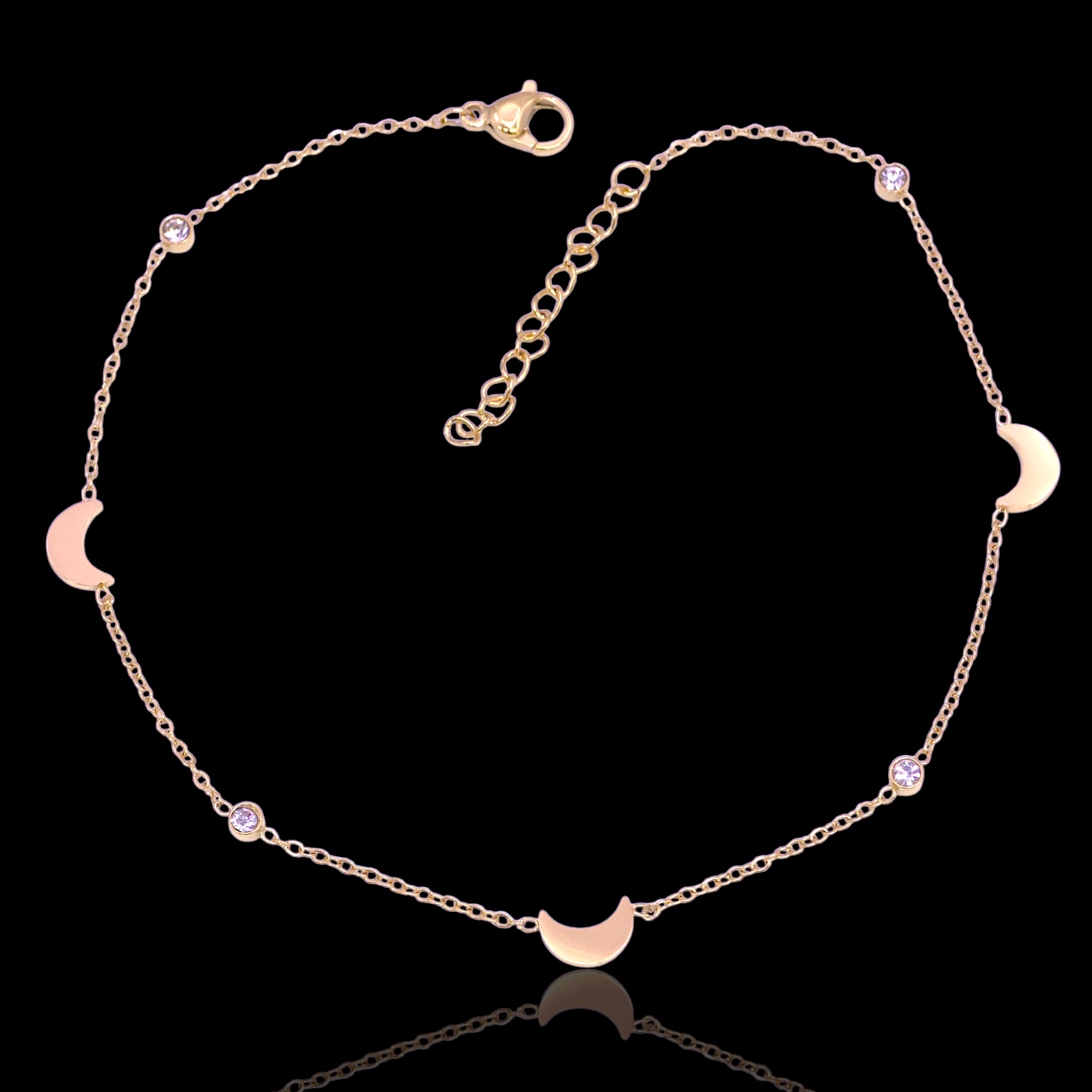 Gold Filled Stainless Steel Celestial Moon Adjustable Anklet