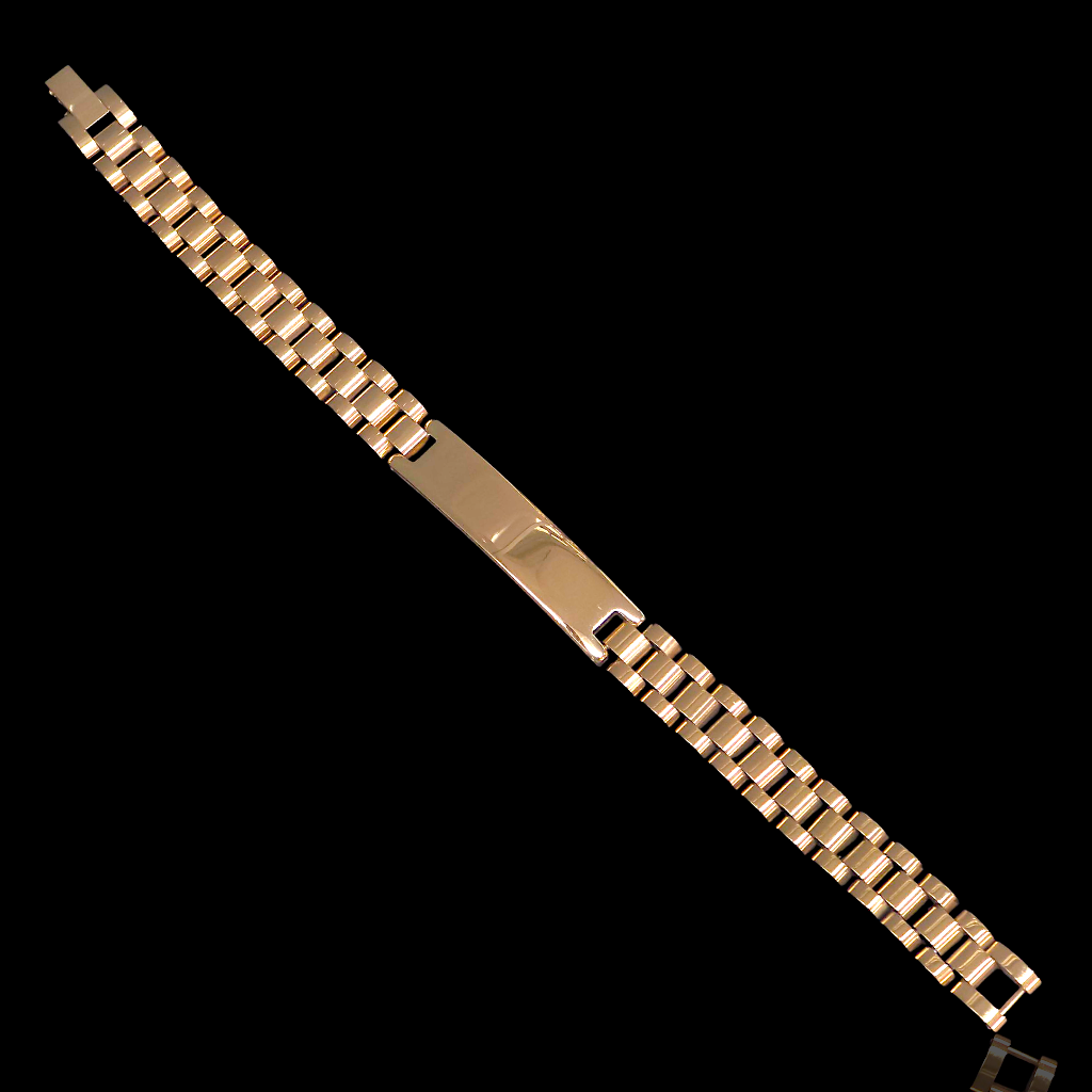 Gold Filled Stainless Steel Florentine Rolx ID Mens Bracelet