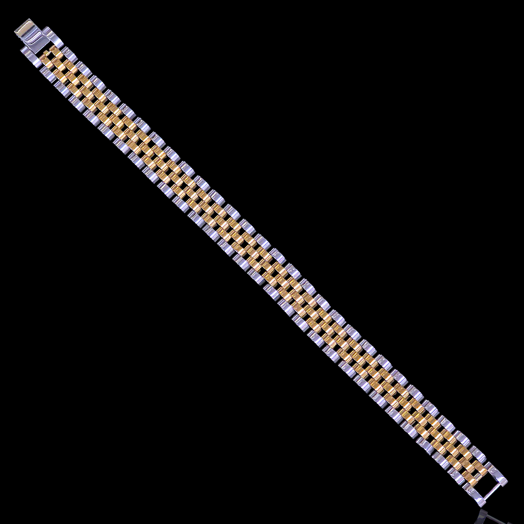 Gold Filled Stainless Steel Florentine Rolx Mens Bracelet