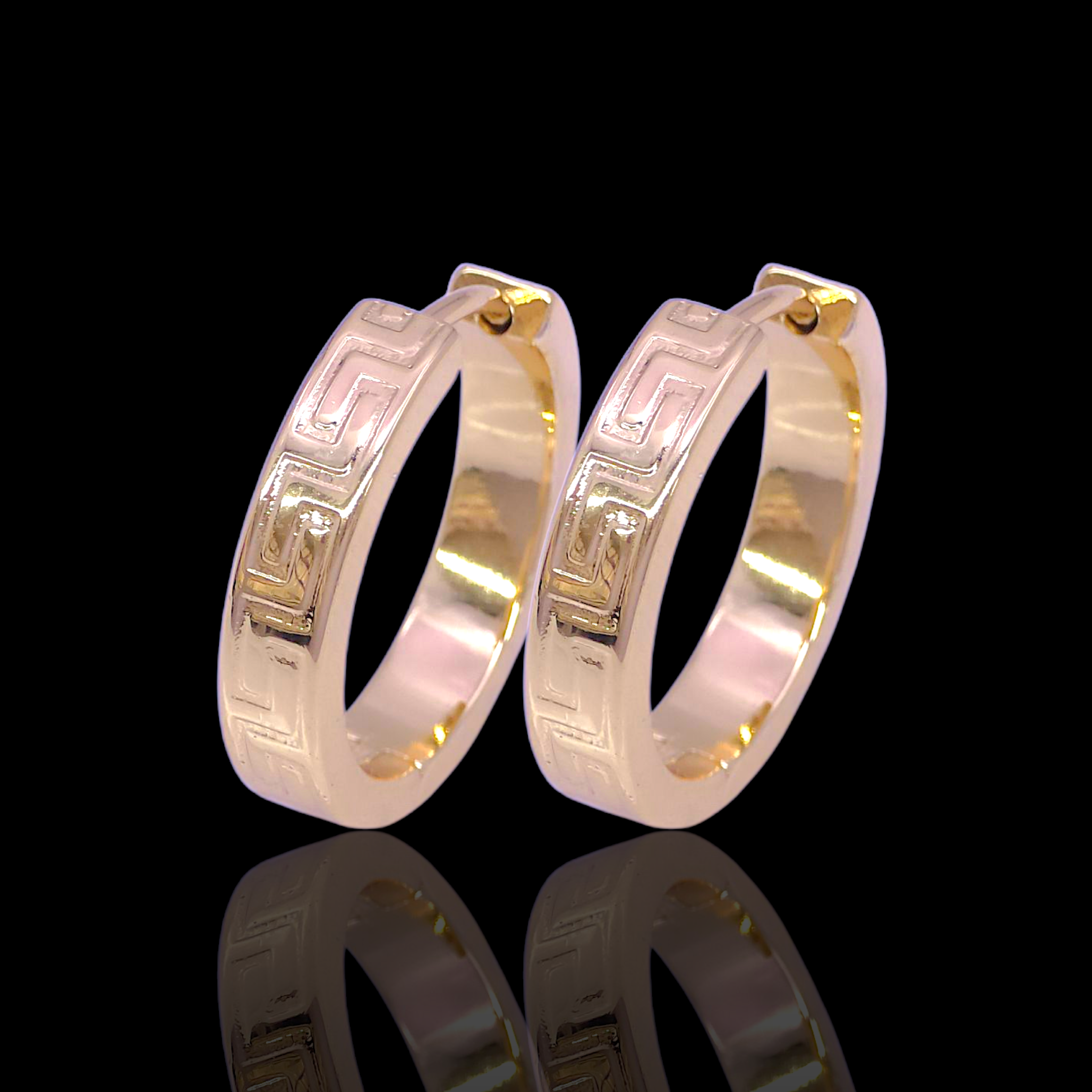 Gold Filled Stainless Steel Greece Romana Hoop Earrings