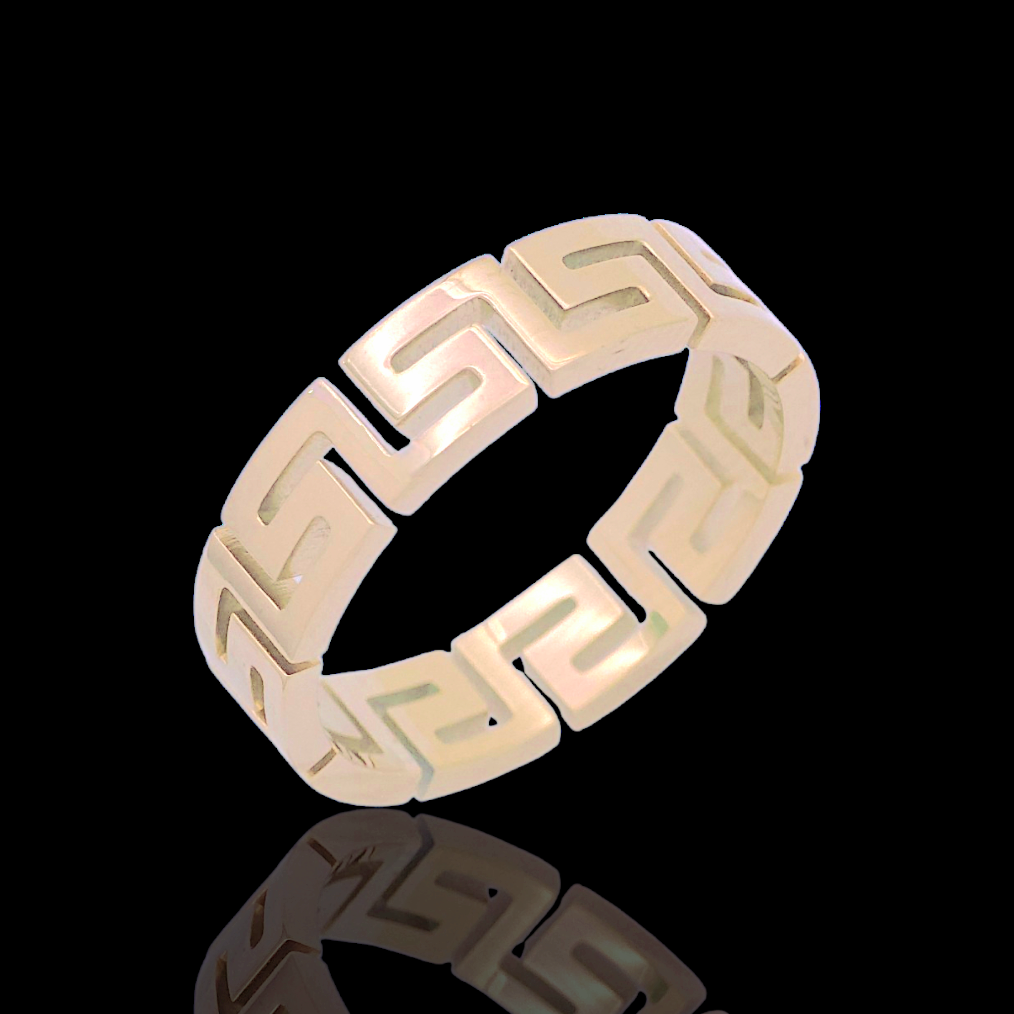 Gold Filled Stainless Steel Greek Key Pattern Ring (Gold)
