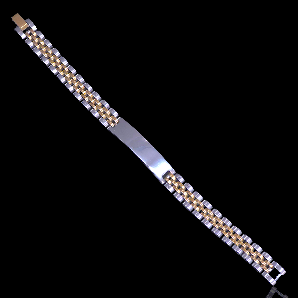 Gold Filled Stainless Steel Milano Rolx ID Mens Bracelet