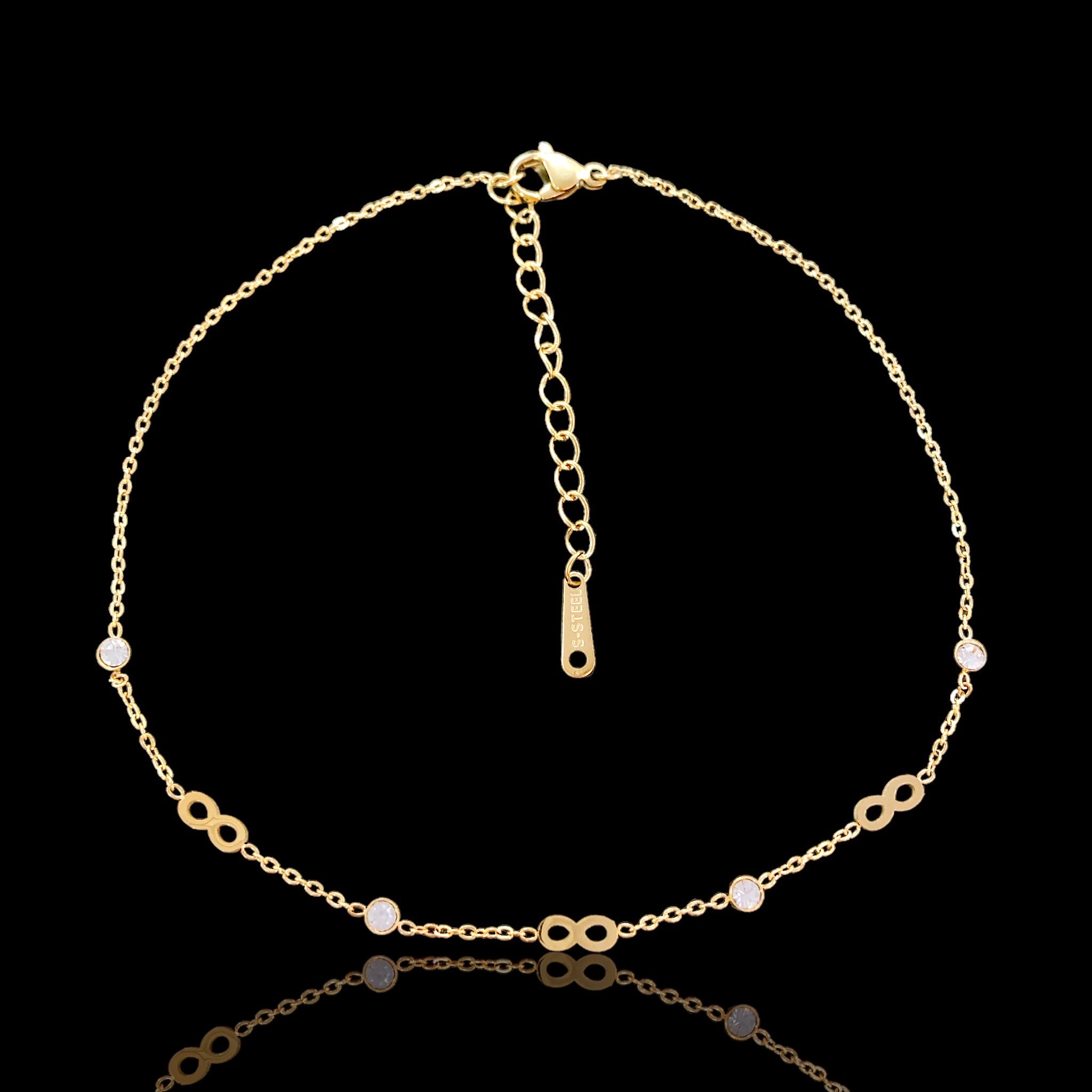 Gold Filled Stainless Steel Mini Infinity Adjustable Anklet