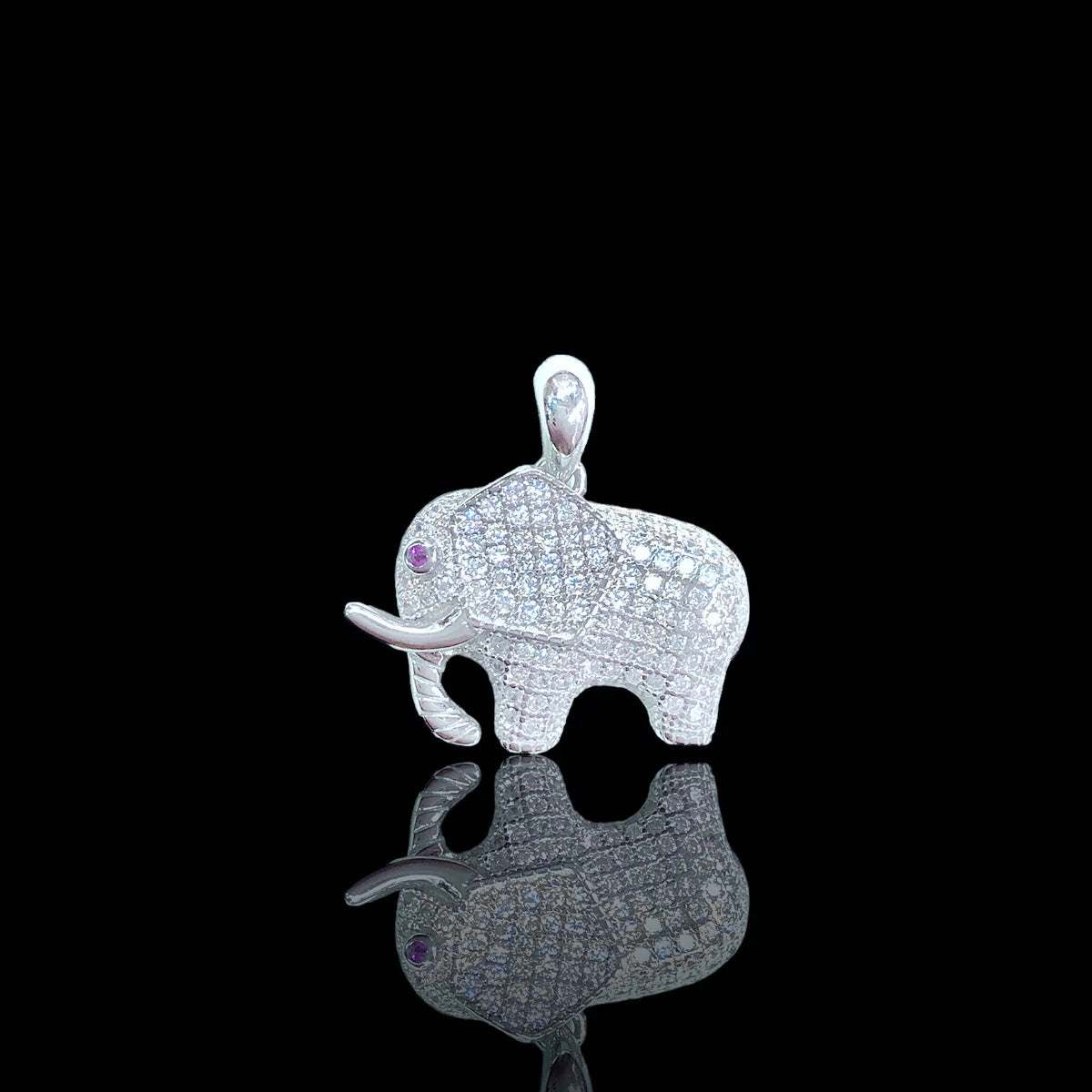 925 Sterling Silver CZ Elephant Pendant - Kuania 925 Sterling Silver