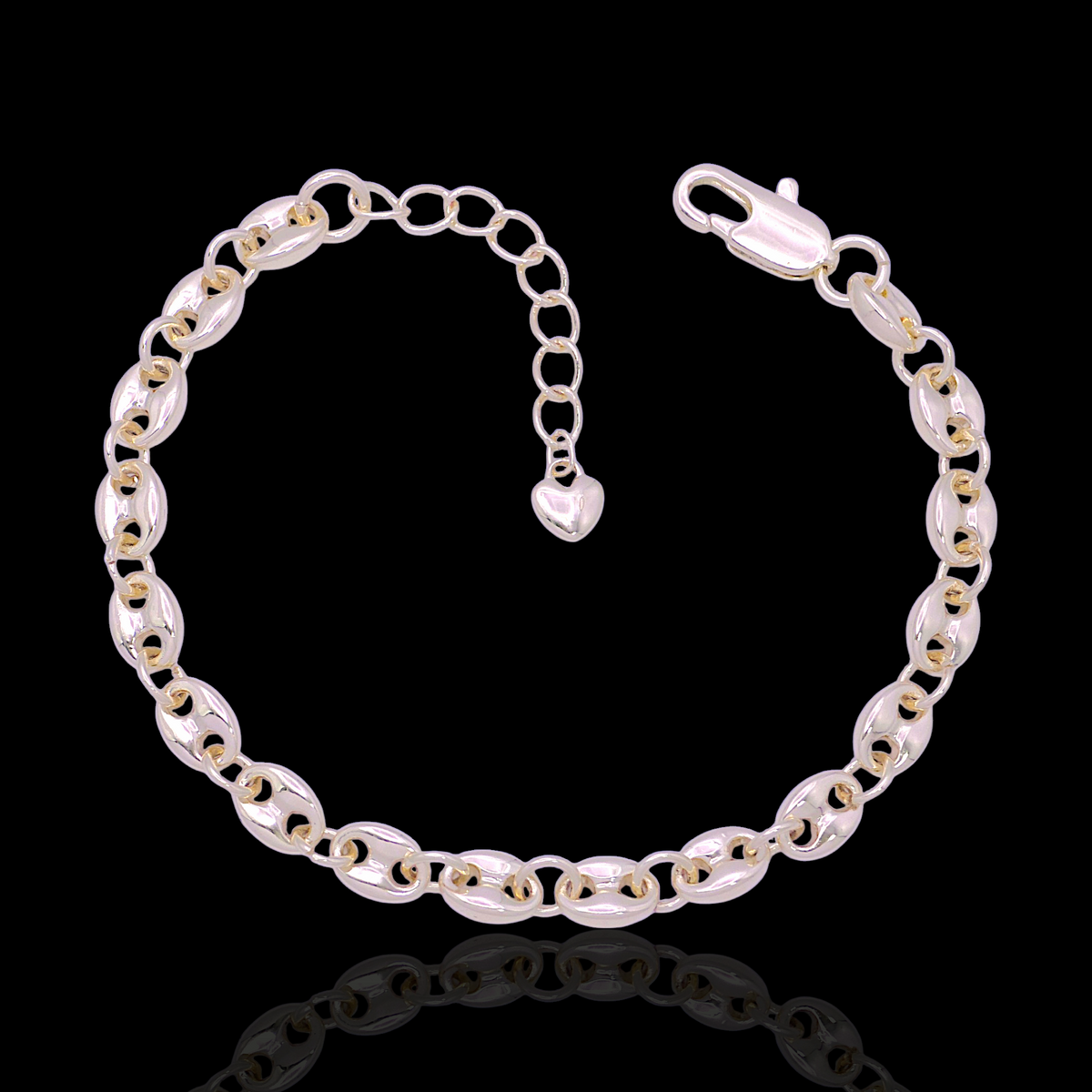 Oro Laminado 6mm Valencia Puff Mariner Chain Bracelet (PACK OF 6)