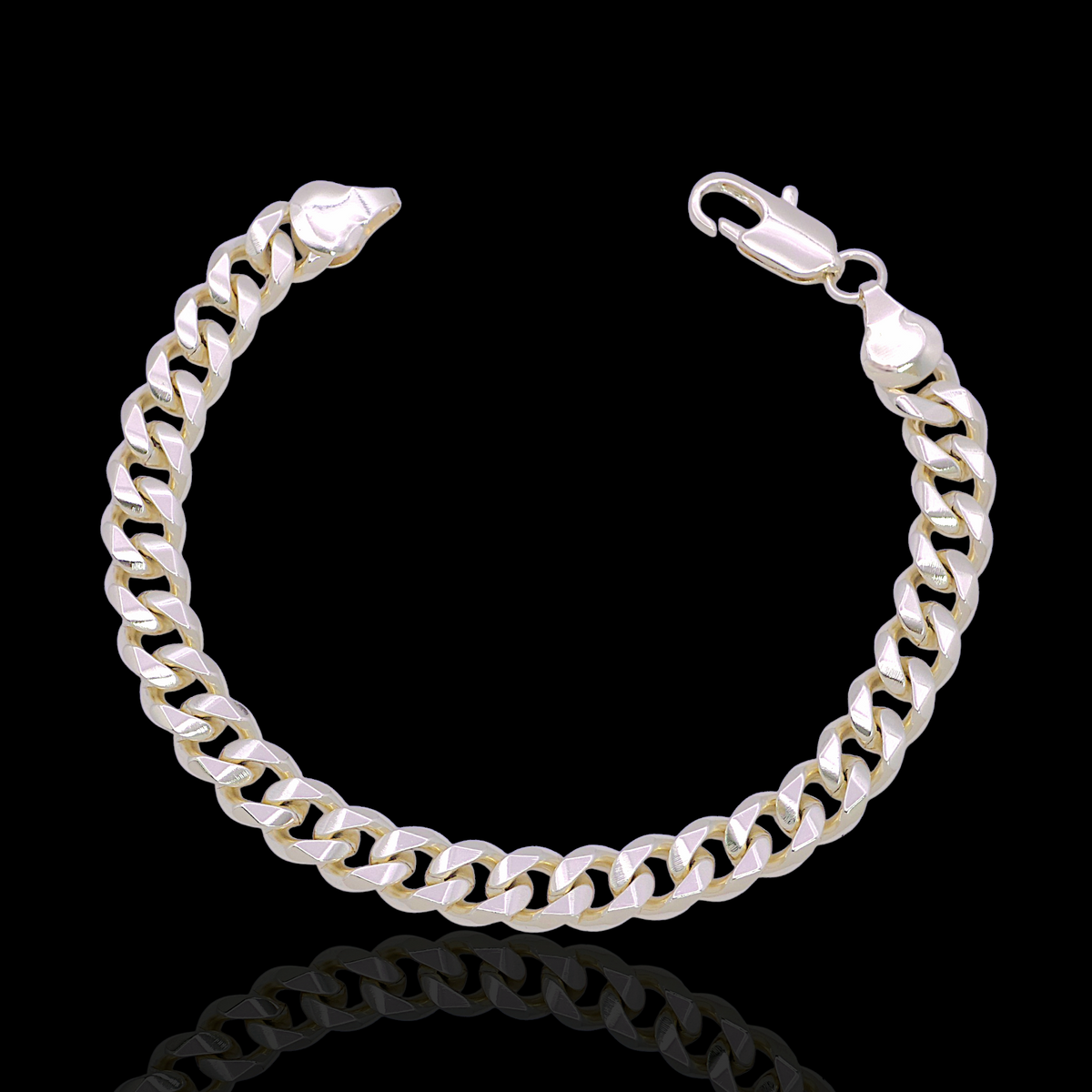 Oro Laminado 8mm Miami Cuban Puff Chain Bracelet (PACK OF 6)