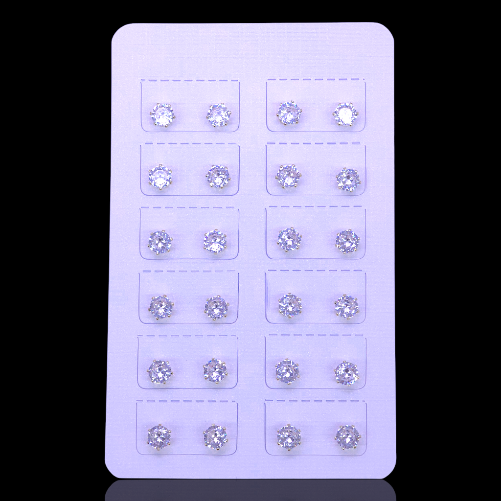 Oro Laminado Classic Round Zirconia Stud Earrings 