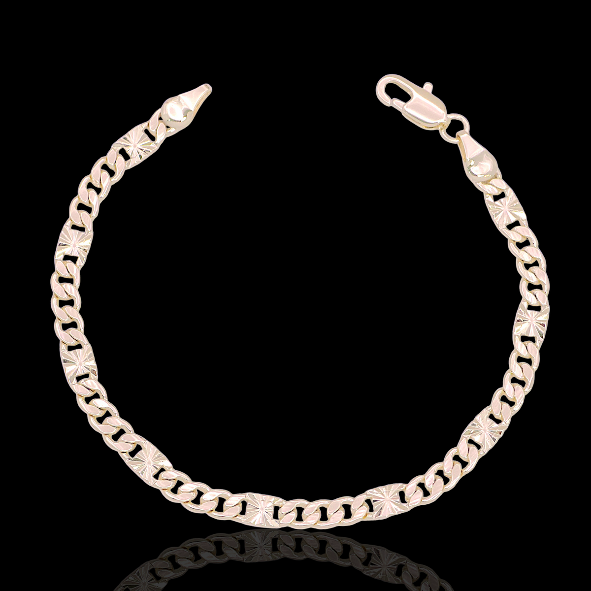 Oro Laminado Diamond Cut Flat Mariner Bracelet (PACK OF 6)