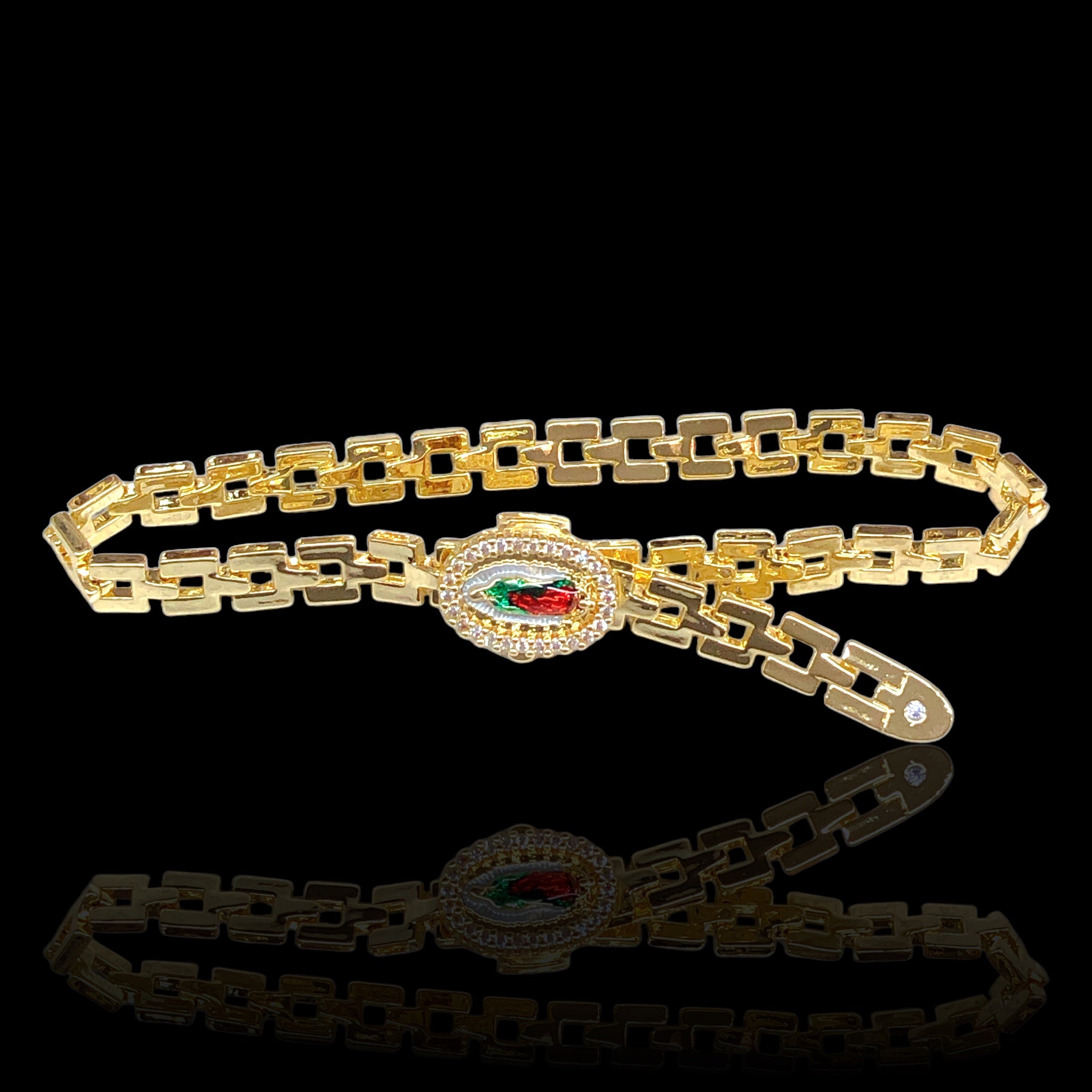 Oro Laminado Florentine Adjustable Guadalupe Bracelet