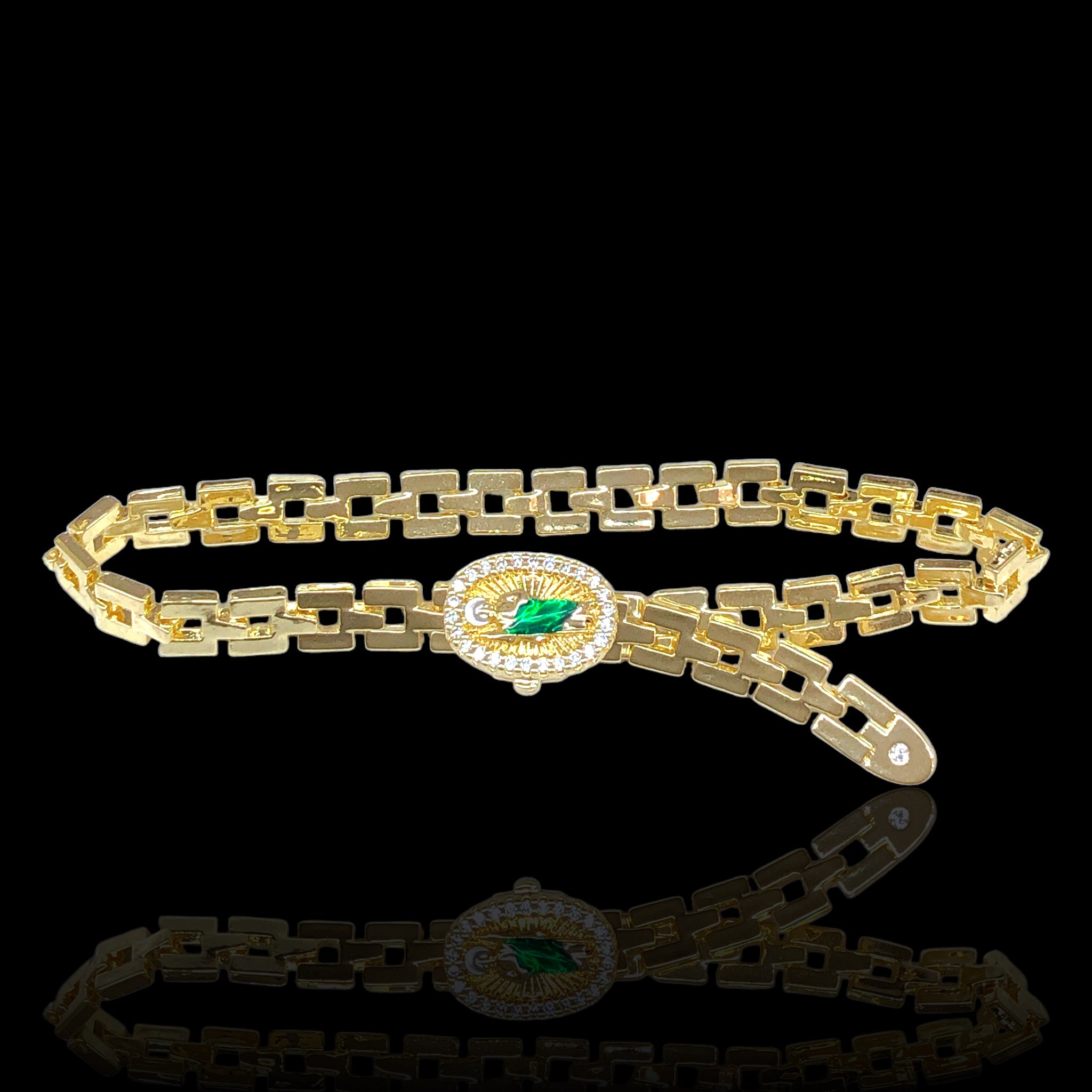 Oro Laminado Florentine Adjustable San Judas Bracelet