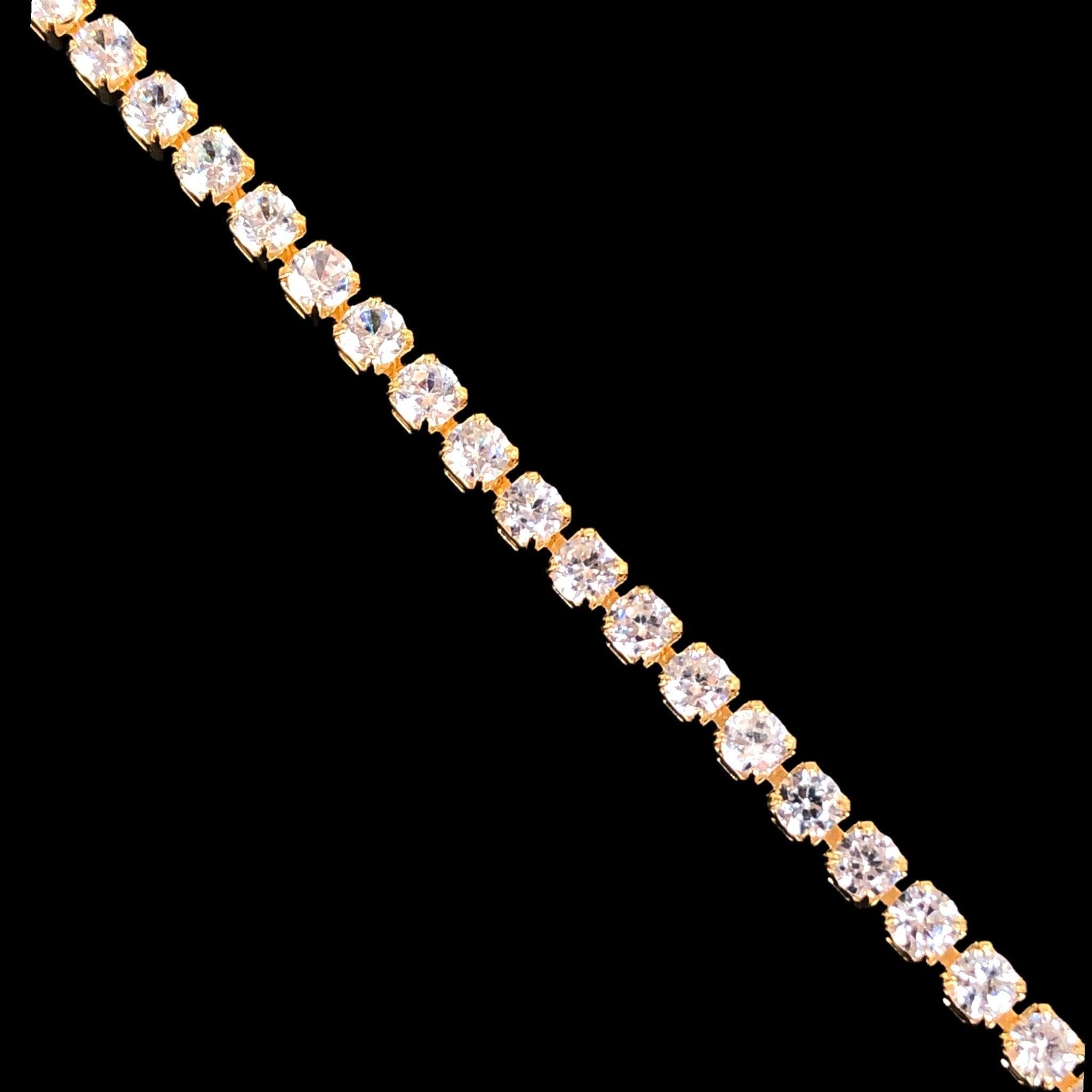 Oro Laminado Gold Filled 3mm Round Zirconia Tennis Necklace