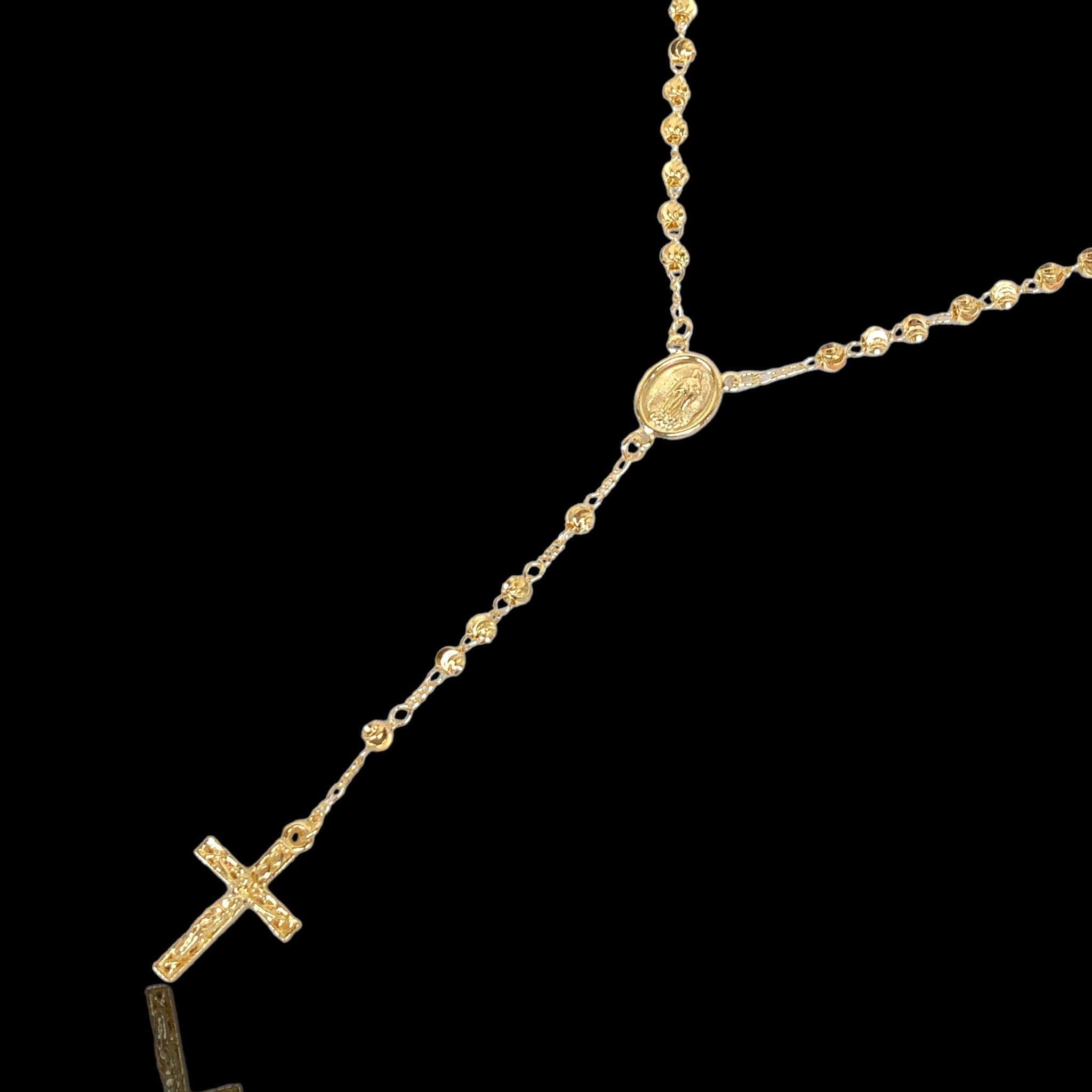 Oro Laminado Gold Filled 4mm Cross Cut Beads Rosary