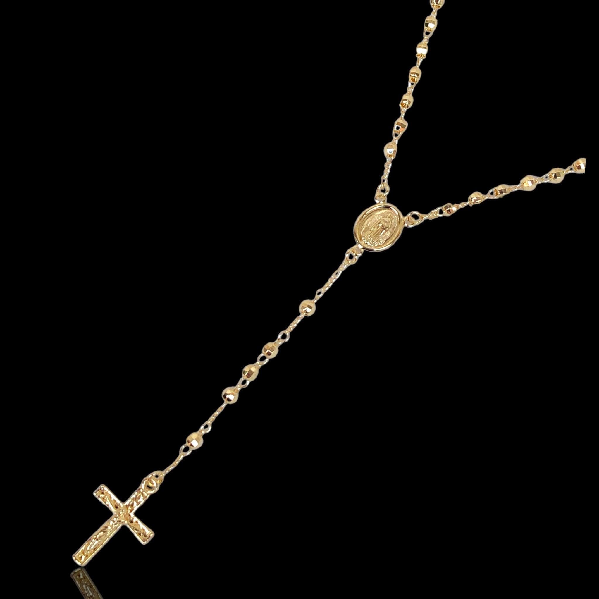 Oro Laminado Gold Filled 4mm Diamond Cut Beads Rosary