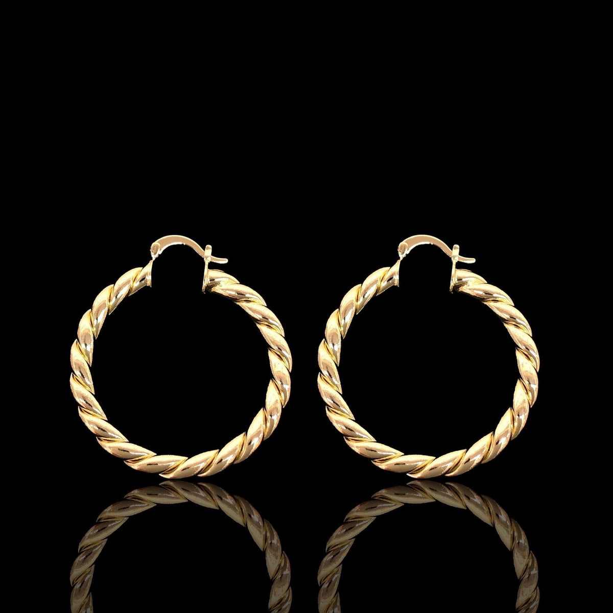 Oro Laminado Gold Filled 5mm Braided Chunky Hoop Earrings
