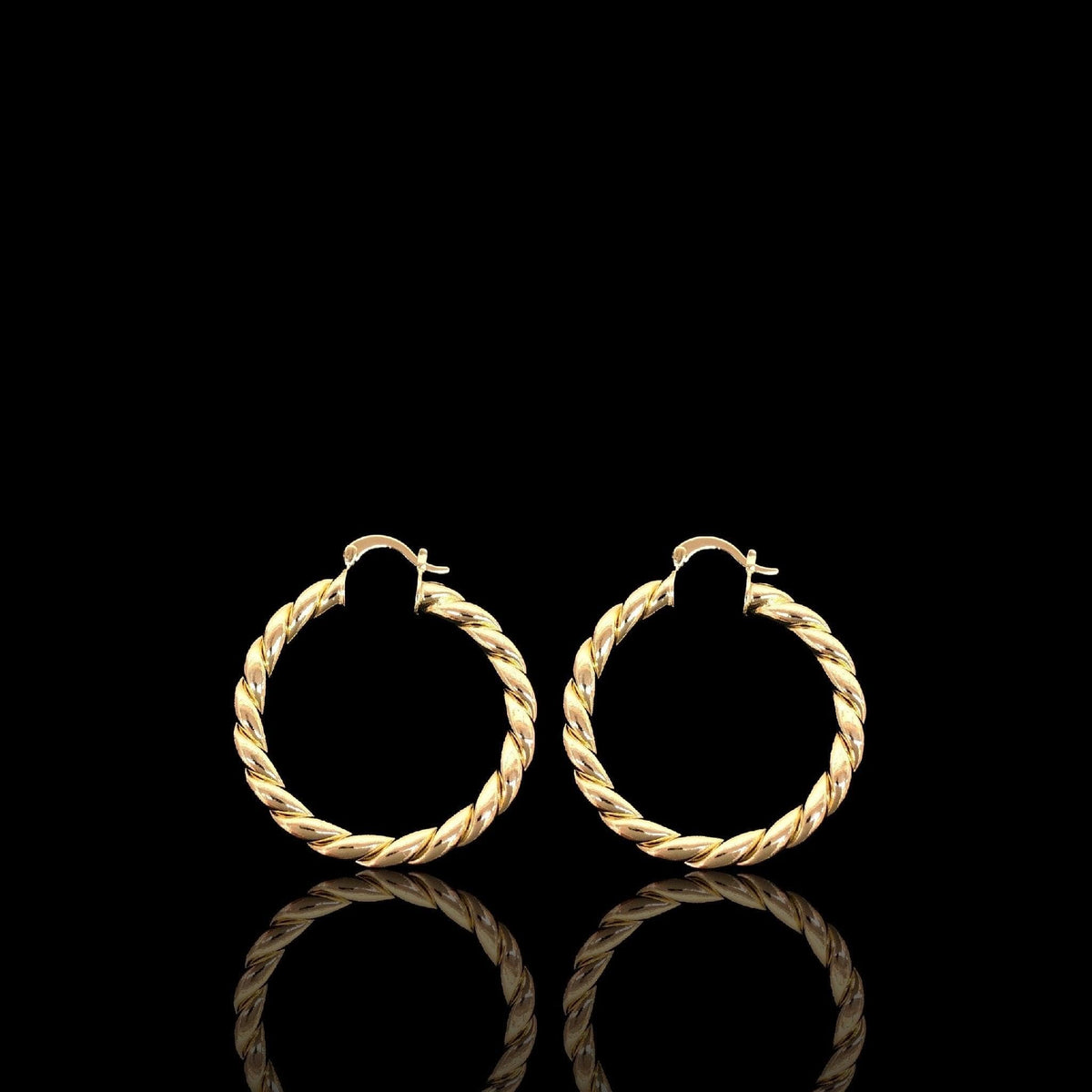 Oro Laminado Gold Filled 5mm Braided Chunky Hoop Earrings