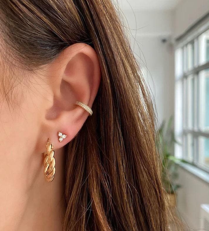 Oro Laminado Gold Filled 5mm Braided Chunky Hoop Earrings