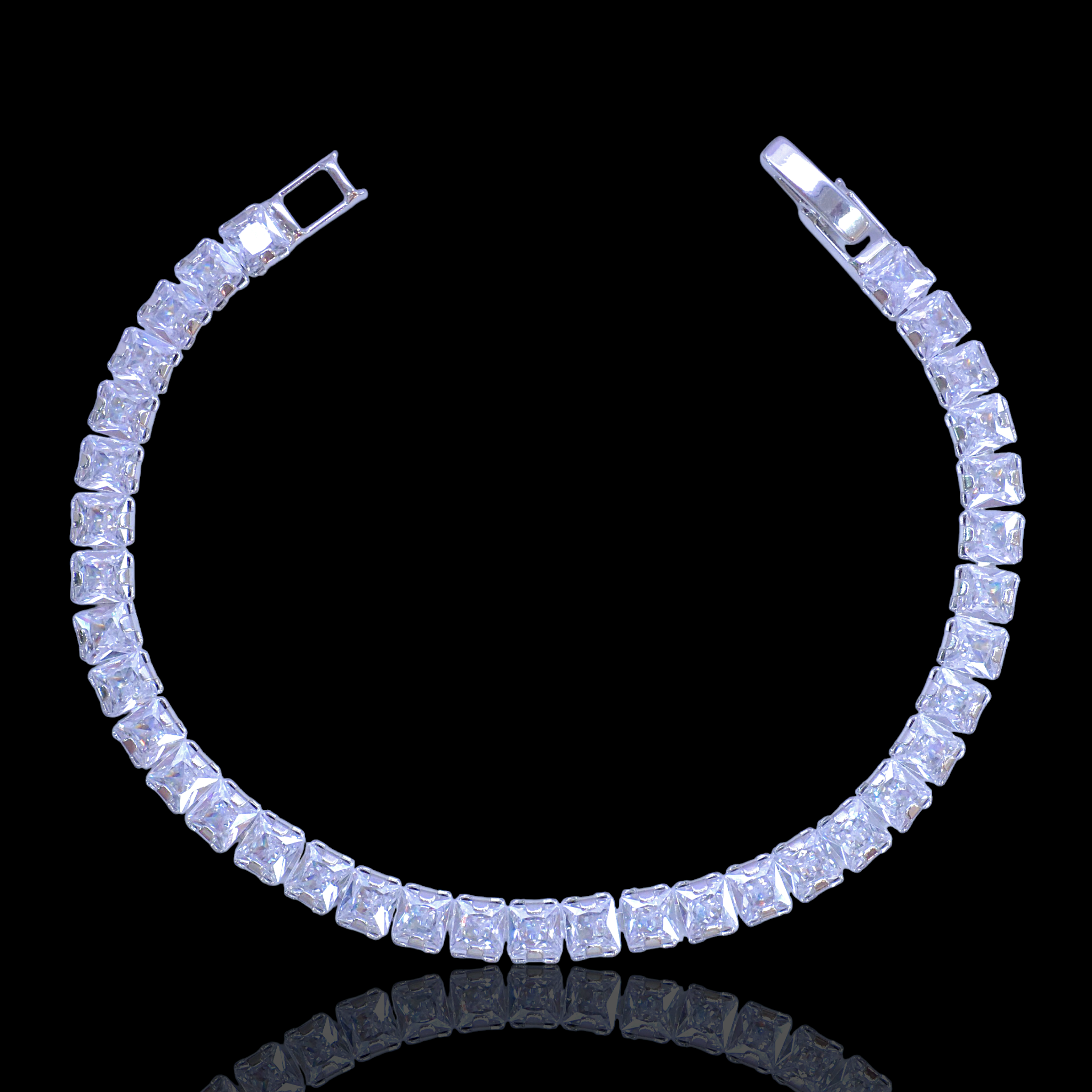 Oro Laminado Gold Filled 5mm Princess Cut CZ Tennis Bracelet