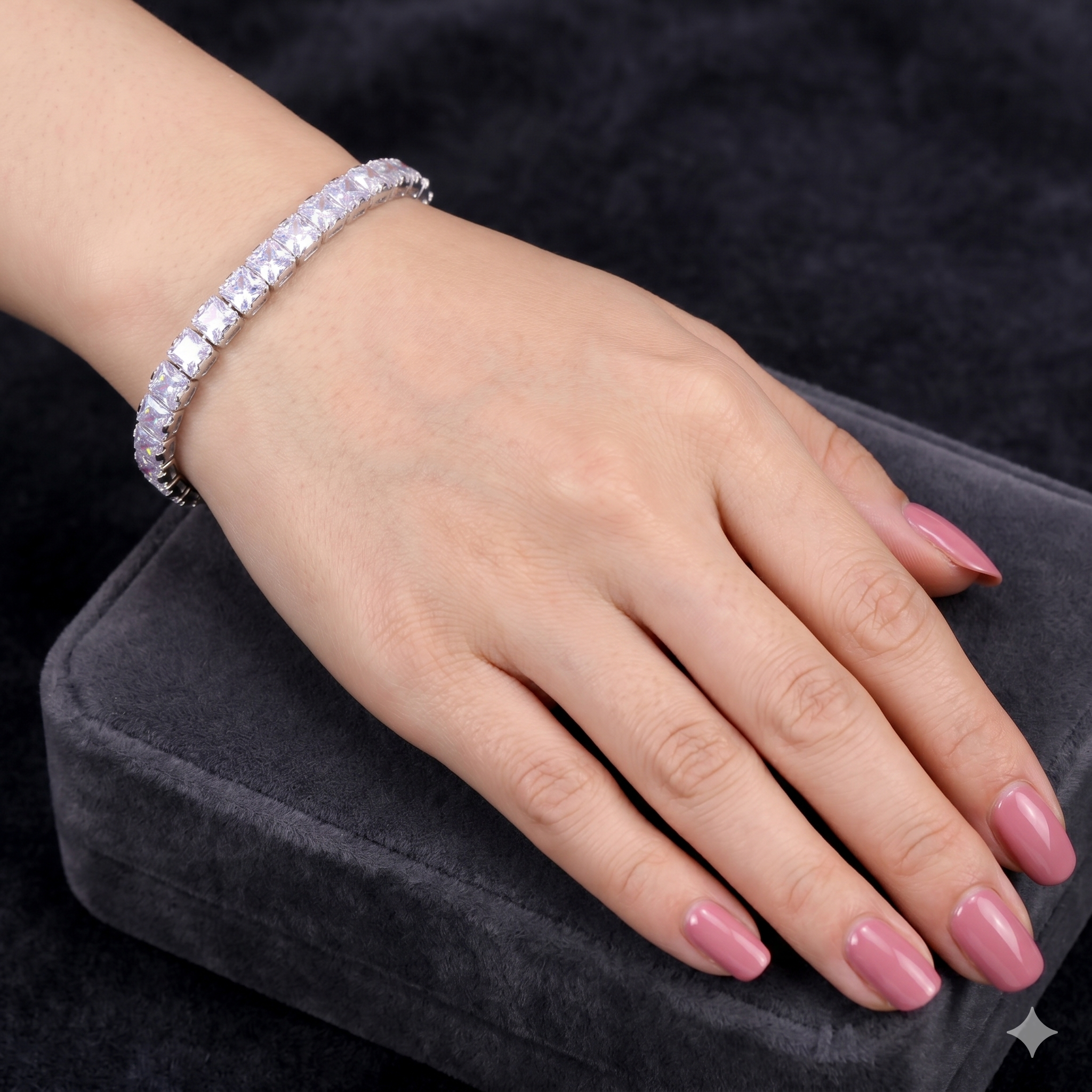 Oro Laminado Gold Filled 5mm Princess Cut CZ Tennis Bracelet