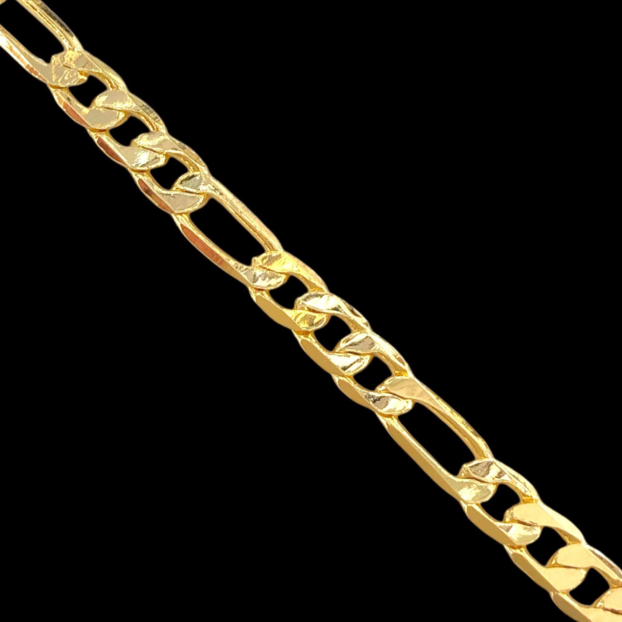 Oro Laminado Gold Filled 7mm Classic Figaro Bracelet
