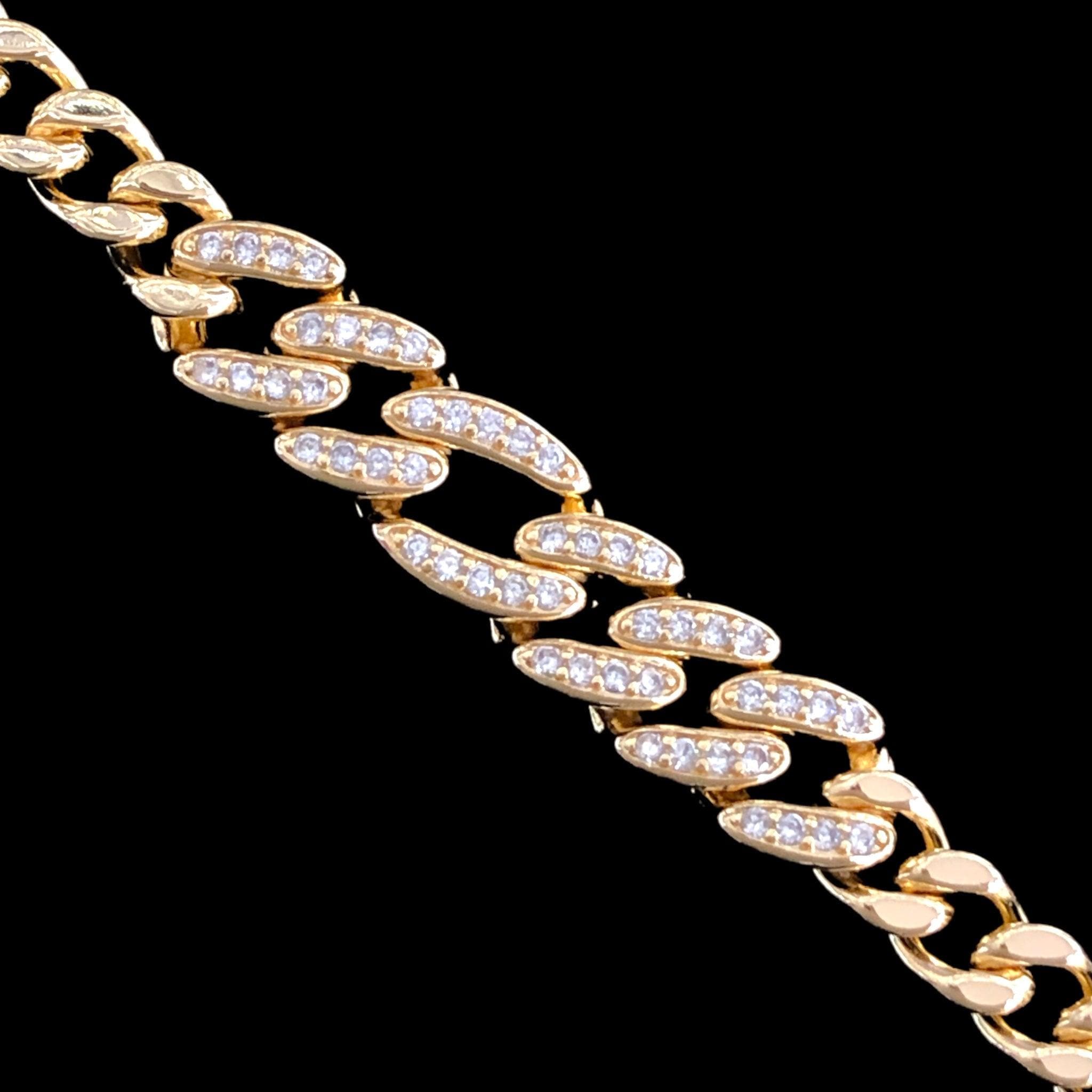 Oro Laminado Gold Filled Amelia Cuban Chain CZ Bracelet