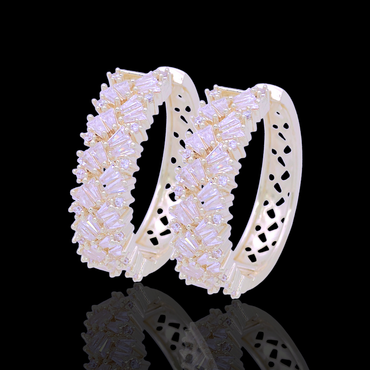 Oro Laminado Gold Filled Astra Cluster CZ Hoop Earrings