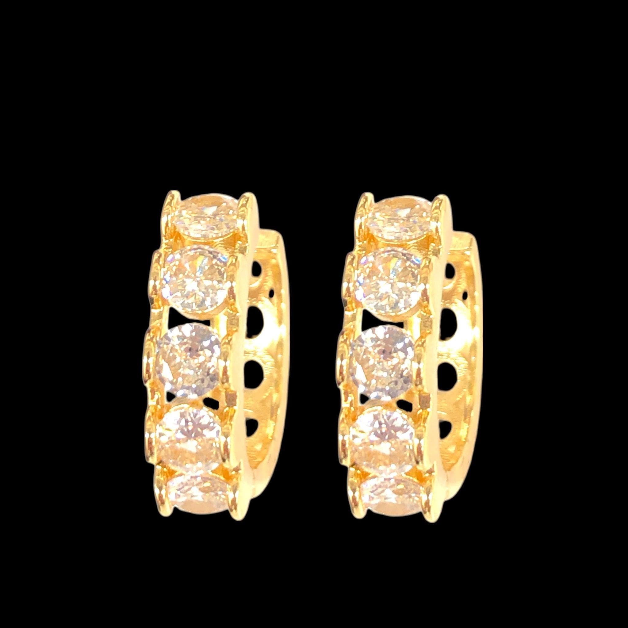 Oro Laminado Gold Filled Athena CZ Hoop Earrings Earrings