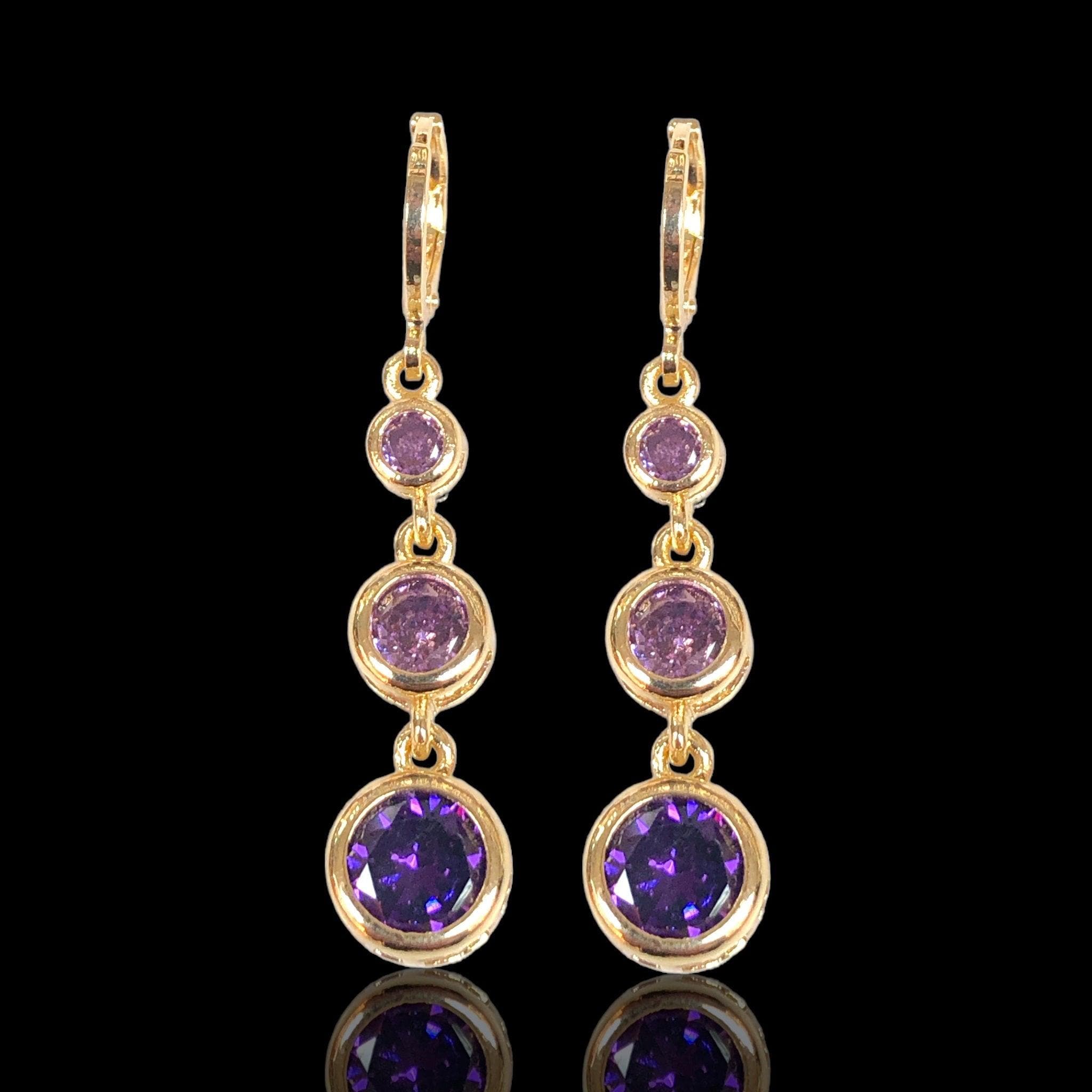 Oro Laminado Gold Filled Austrian Zirconia Dangle Earrings