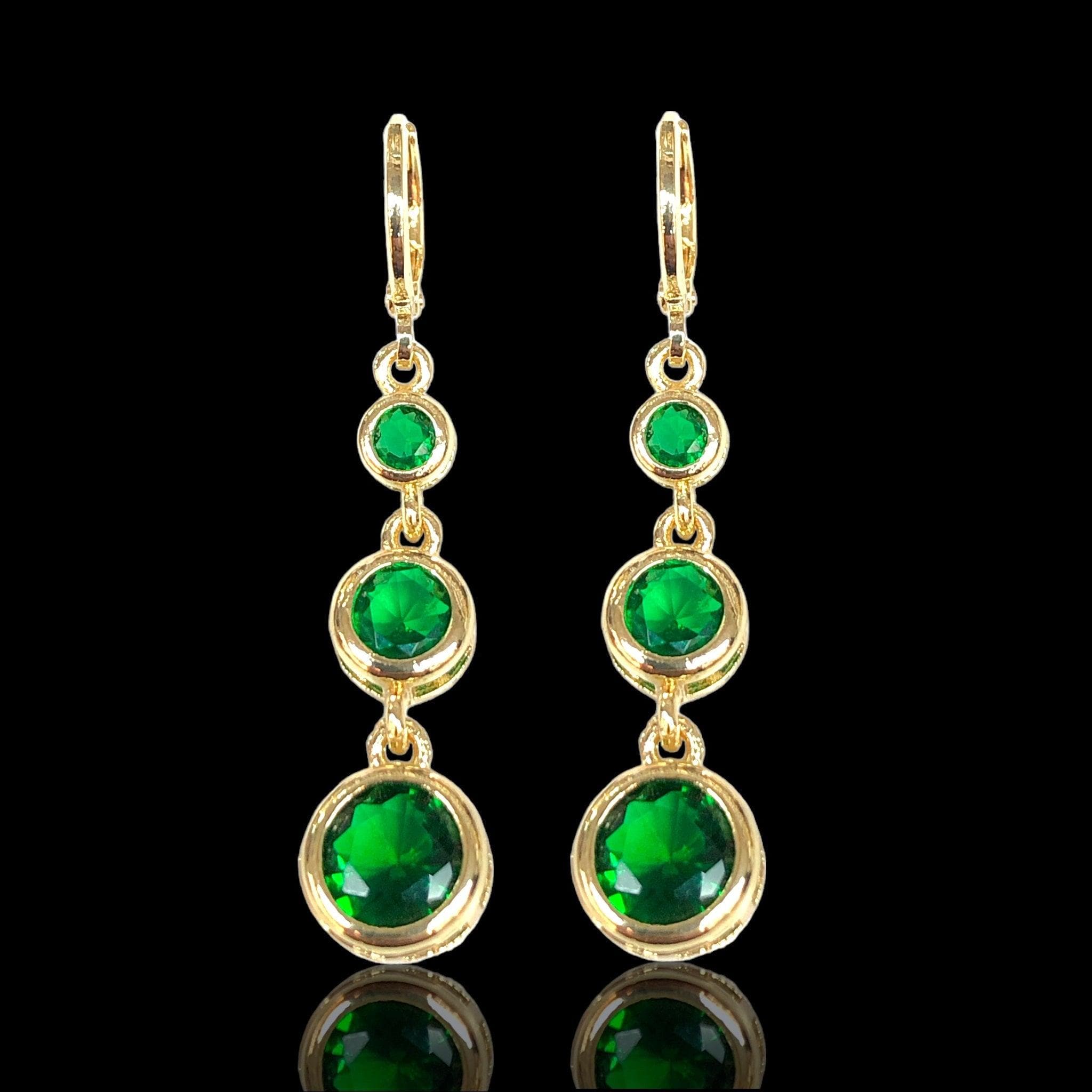 Oro Laminado Gold Filled Austrian Zirconia Dangle Earrings