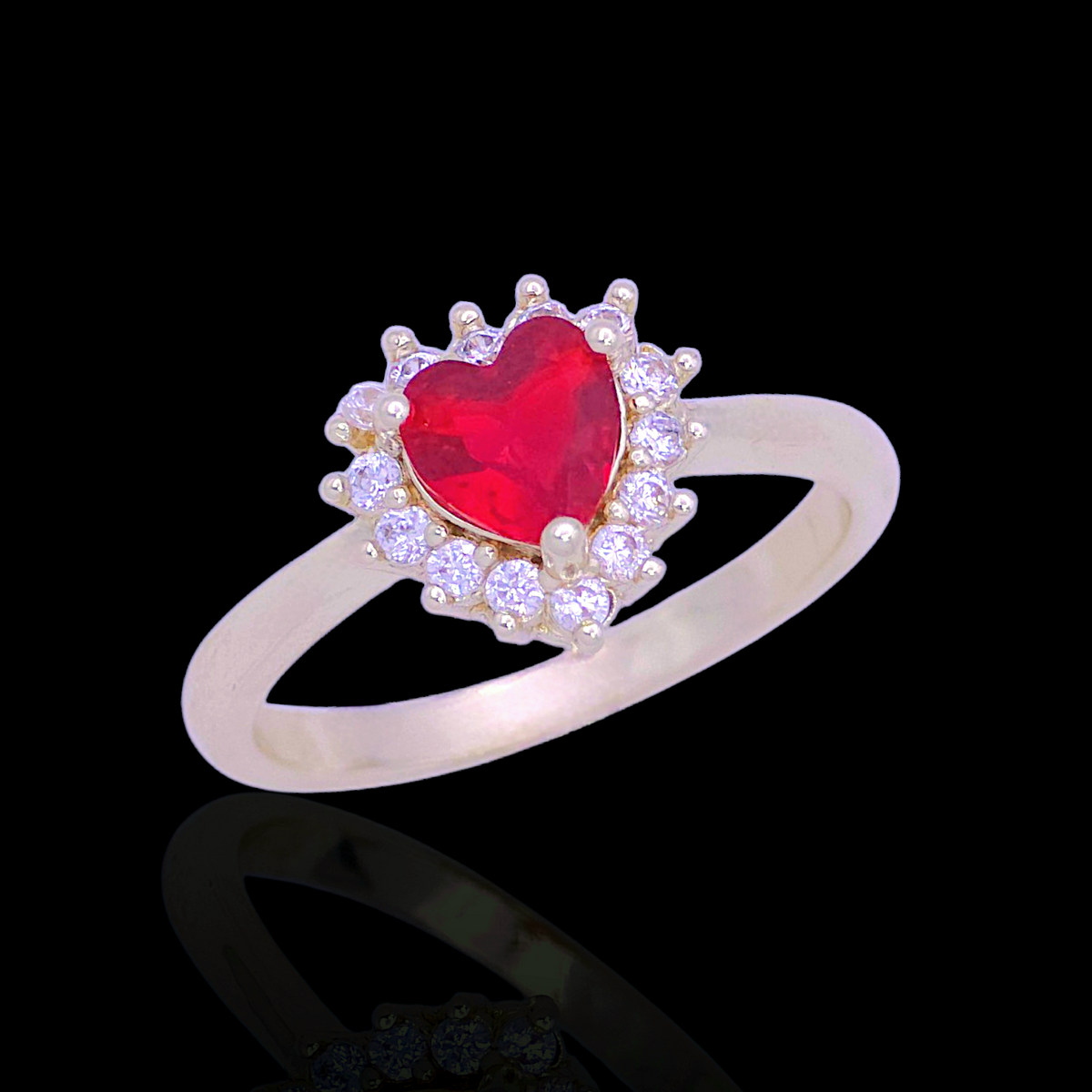 Oro Laminado Gold Filled Beloved Heart Zirconia Ring