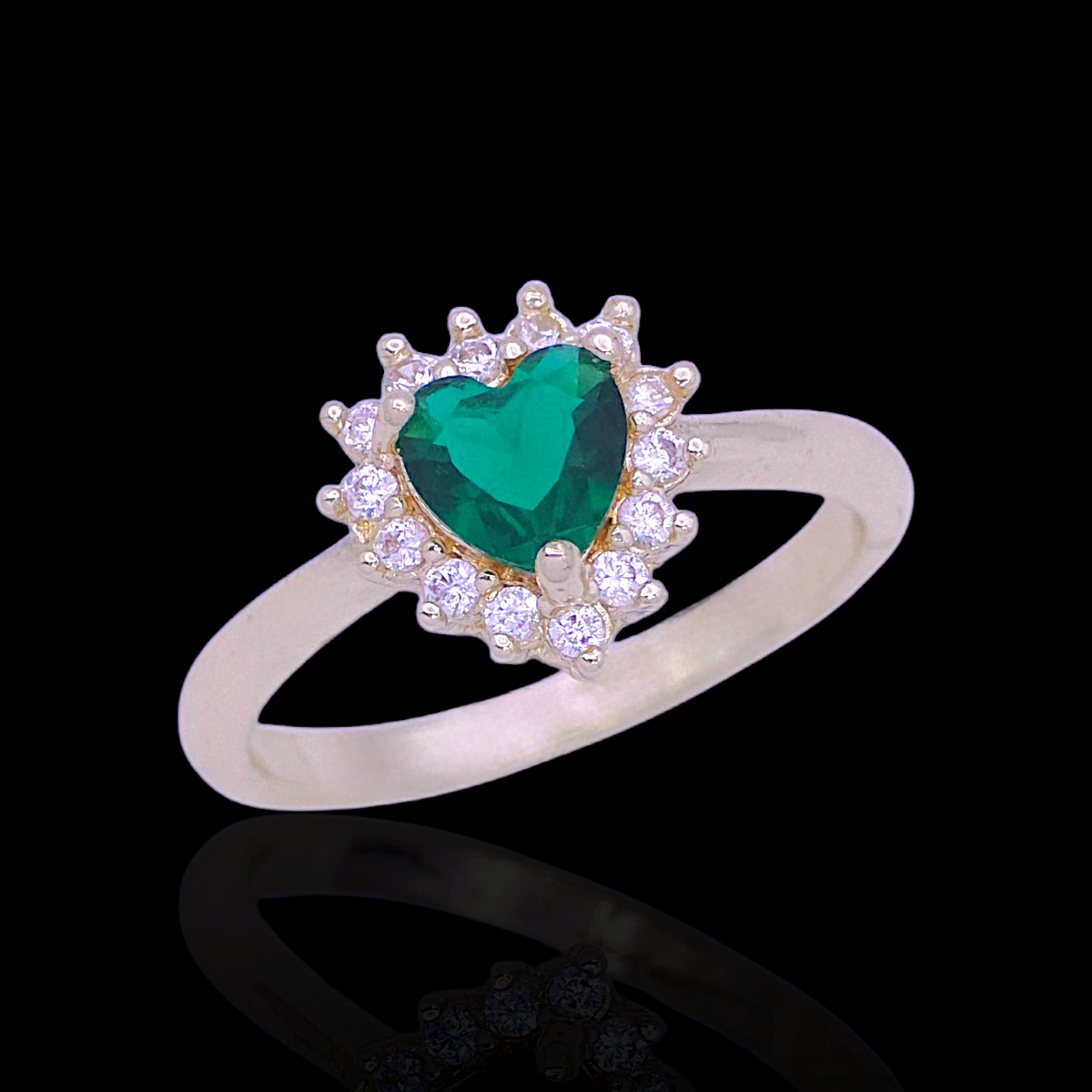 Oro Laminado Gold Filled Beloved Heart Zirconia Ring