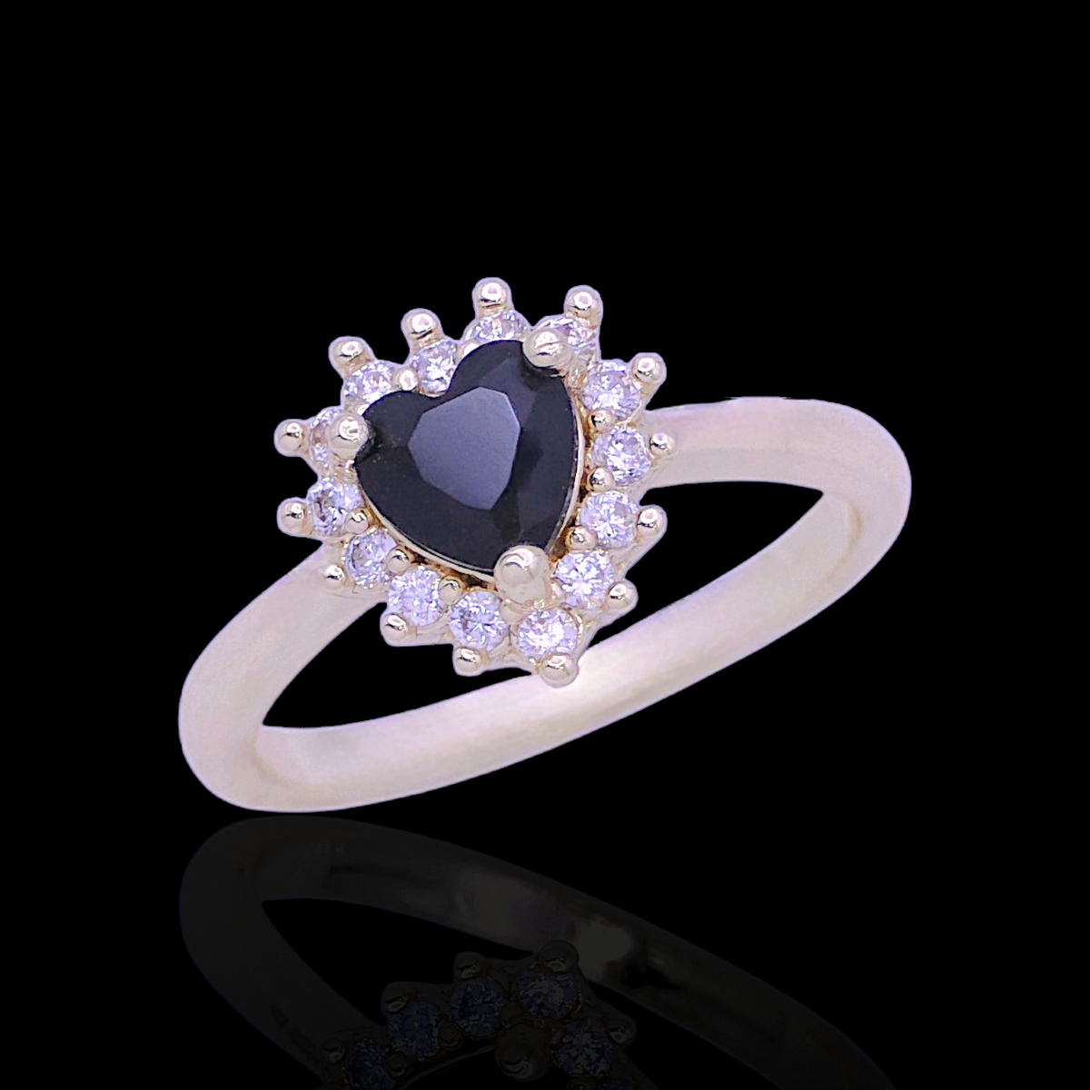 Oro Laminado Gold Filled Beloved Heart Zirconia Ring